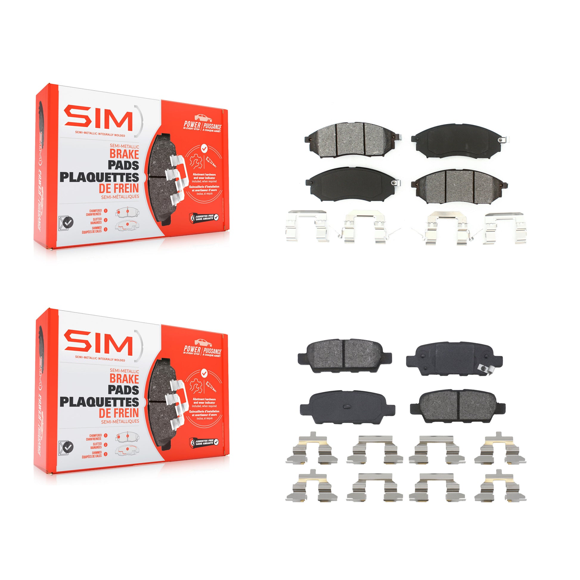 SIM KSM-100394 Disc Brake Pad for 2005-2017 INFINITI Q40, INFINITI QX70 and More - Front and Rear