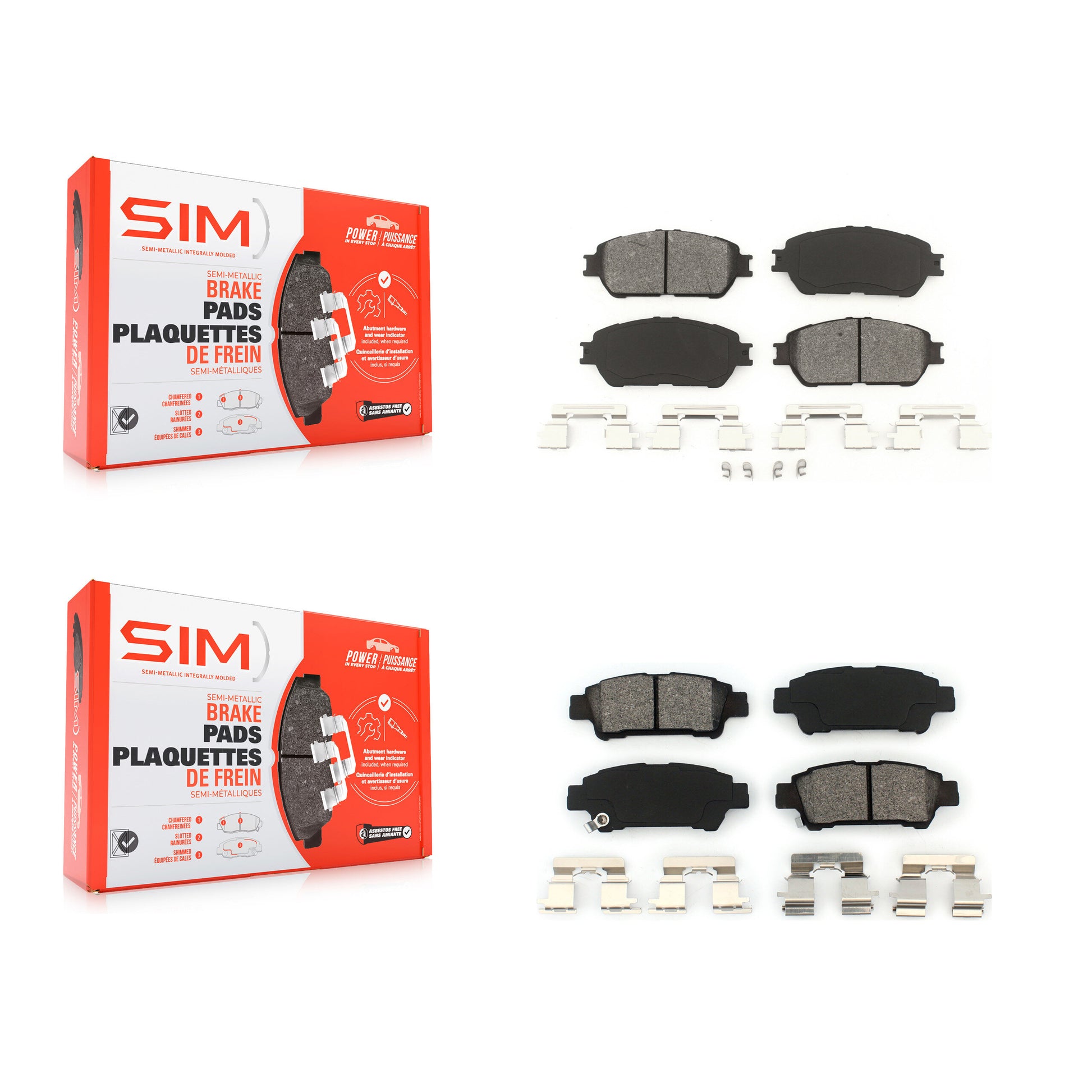 SIM KSM-100399 Disc Brake Pad for 2004-2010 Toyota Sienna - Front and Rear