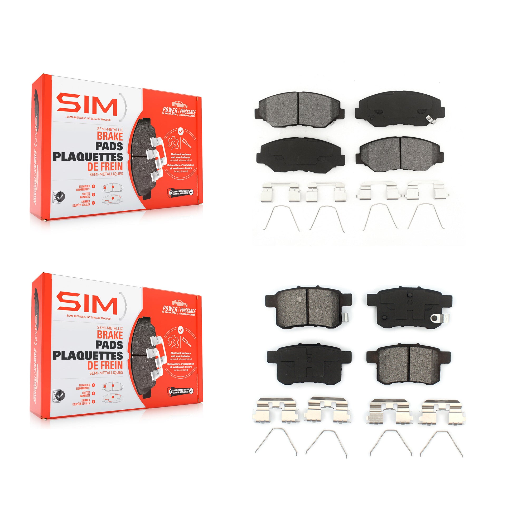 SIM KSM-100406 Disc Brake Pad for 2008-2017 Honda Accord - Front and Rear