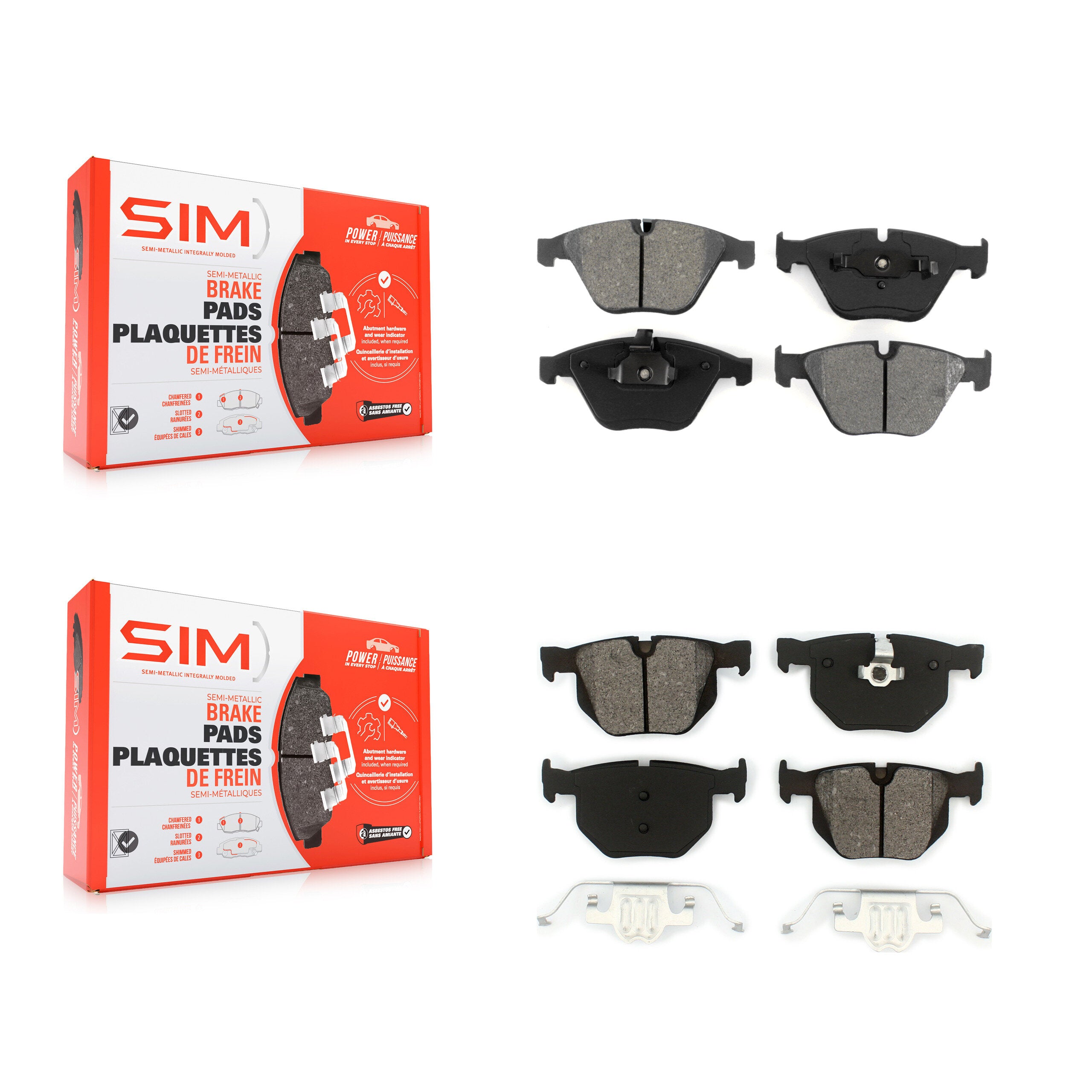 SIM KSM-100414 Disc Brake Pad for 2004-2010 BMW 528i xDrive, BMW 535i xDrive and More - Front and Rear