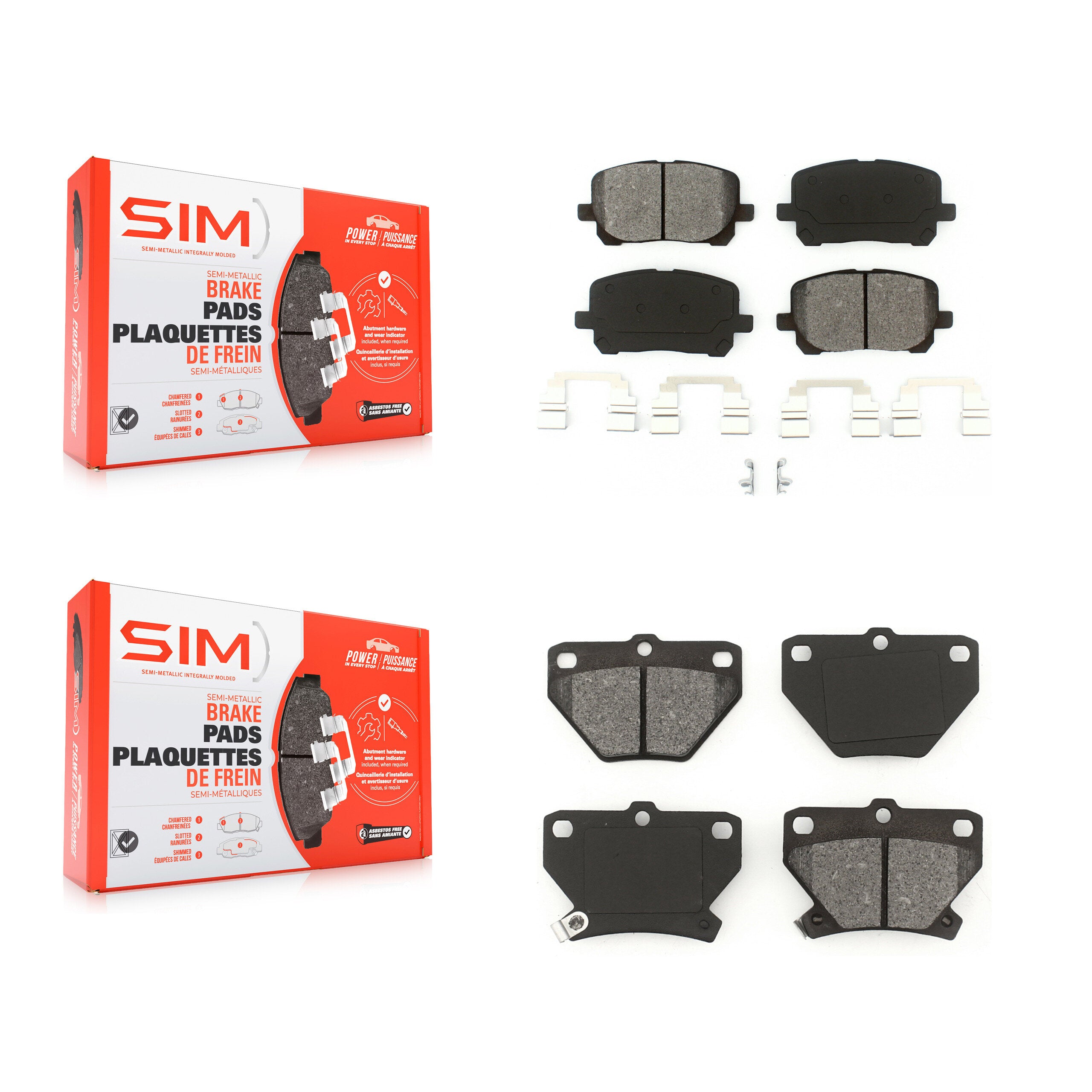 SIM KSM-100419 Disc Brake Pad for 2003-2008 Toyota Corolla, Pontiac Vibe, Toyota Matrix - Front and Rear