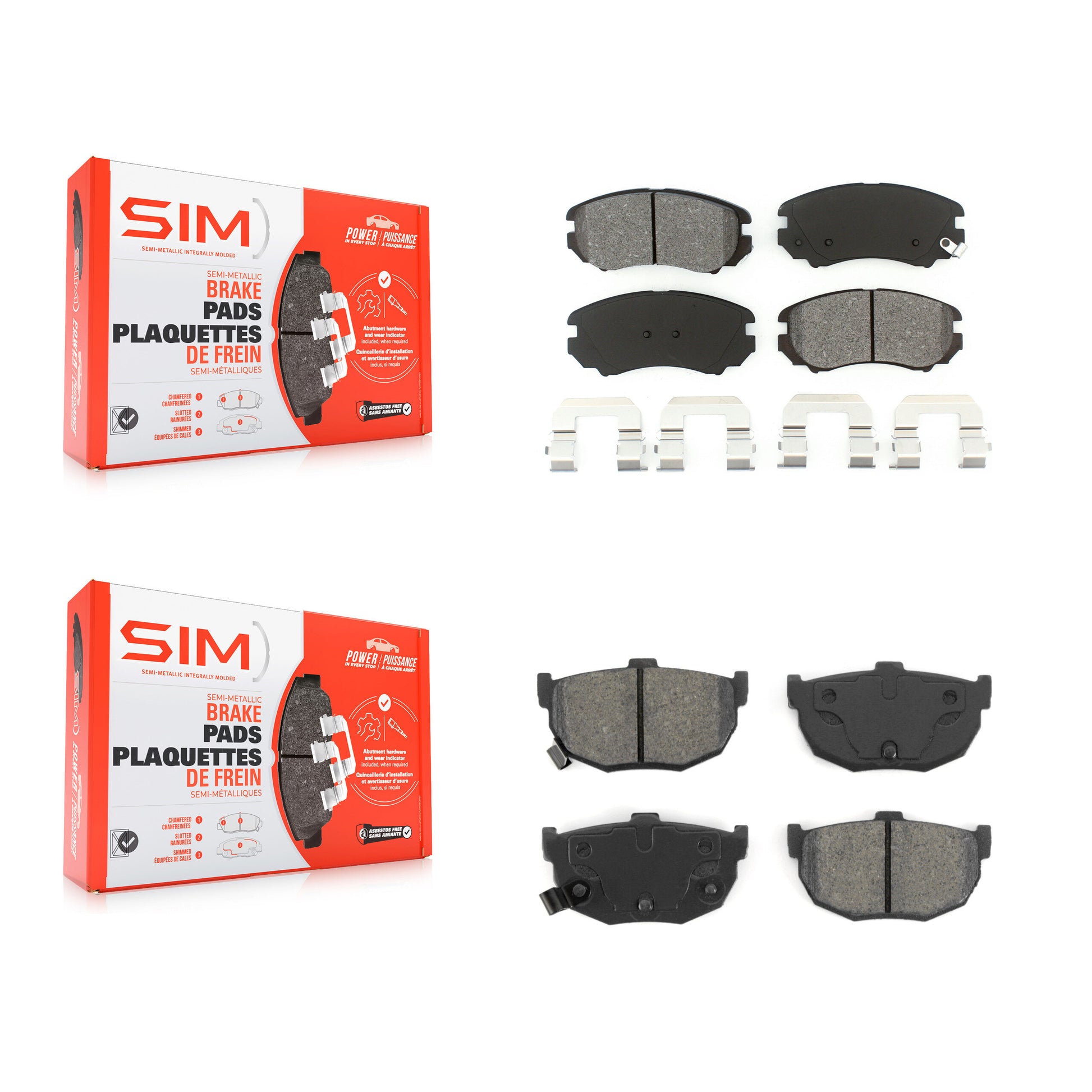 SIM KSM-100421 Disc Brake Pad for 2003-2008 Hyundai Tiburon - Front and Rear