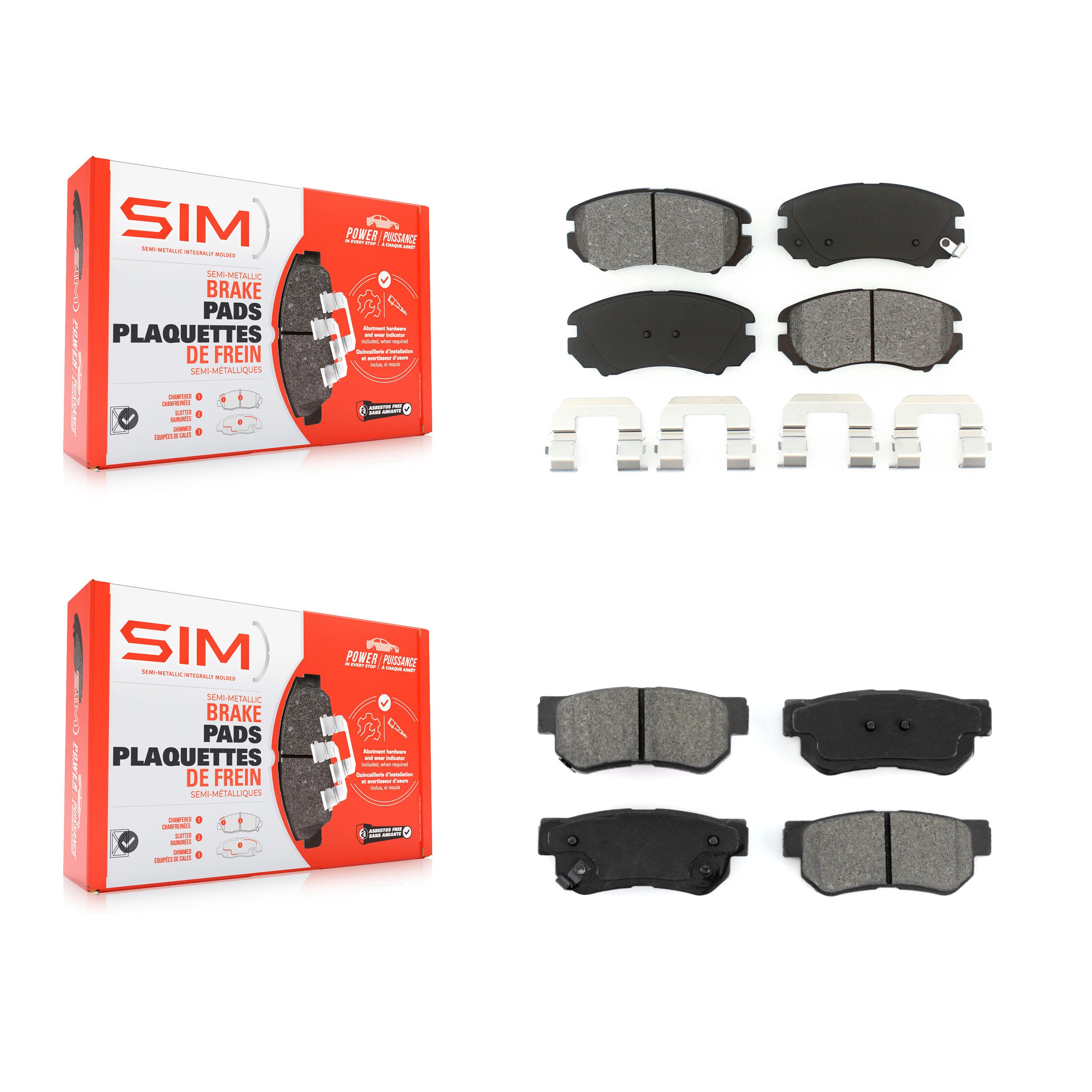 SIM KSM-100422 Disc Brake Pad for 2003-2010 Hyundai Elantra, Hyundai Azera and More - Front and Rear