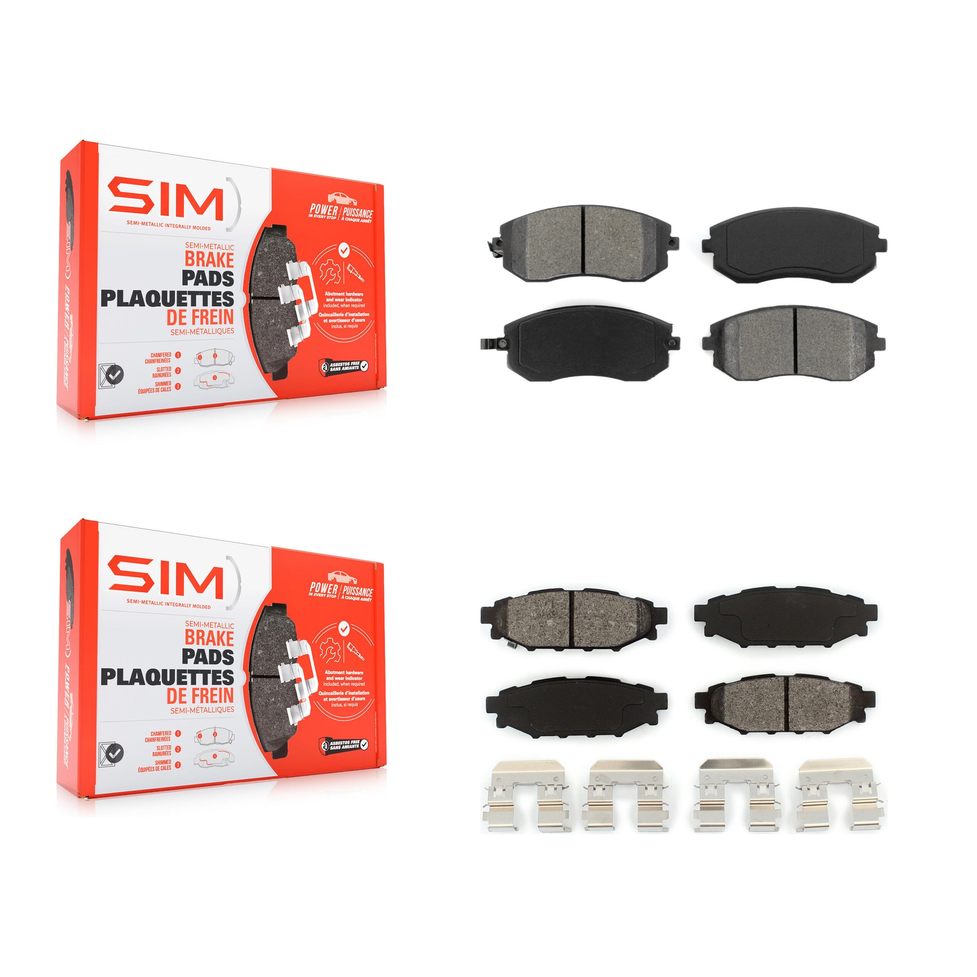 SIM KSM-100424 Disc Brake Pad for 2005-2013 Subaru WRX, Subaru Legacy and More - Front and Rear