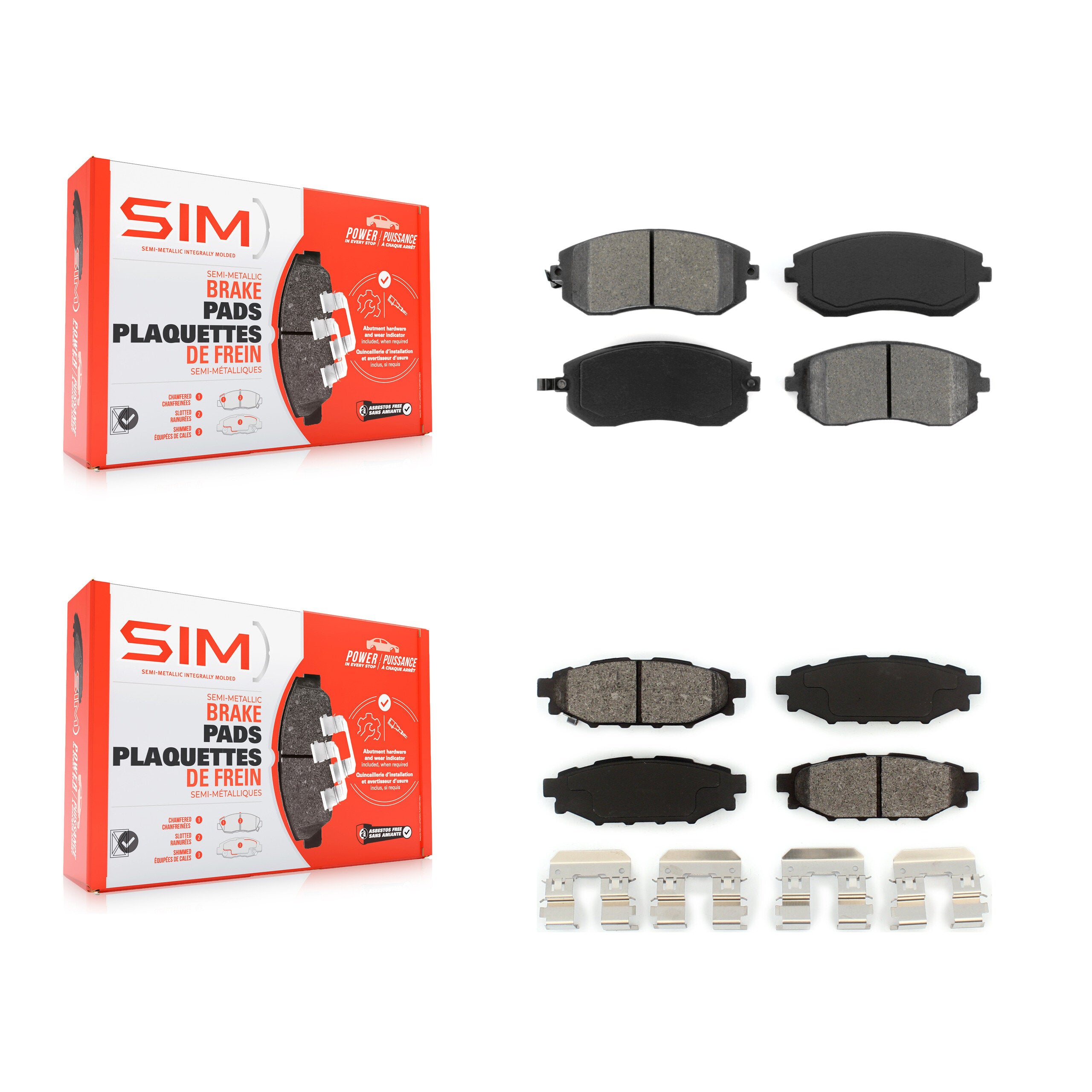 SIM KSM-100424 Disc Brake Pad for 2005-2013 Subaru WRX, Subaru Legacy and More - Front and Rear