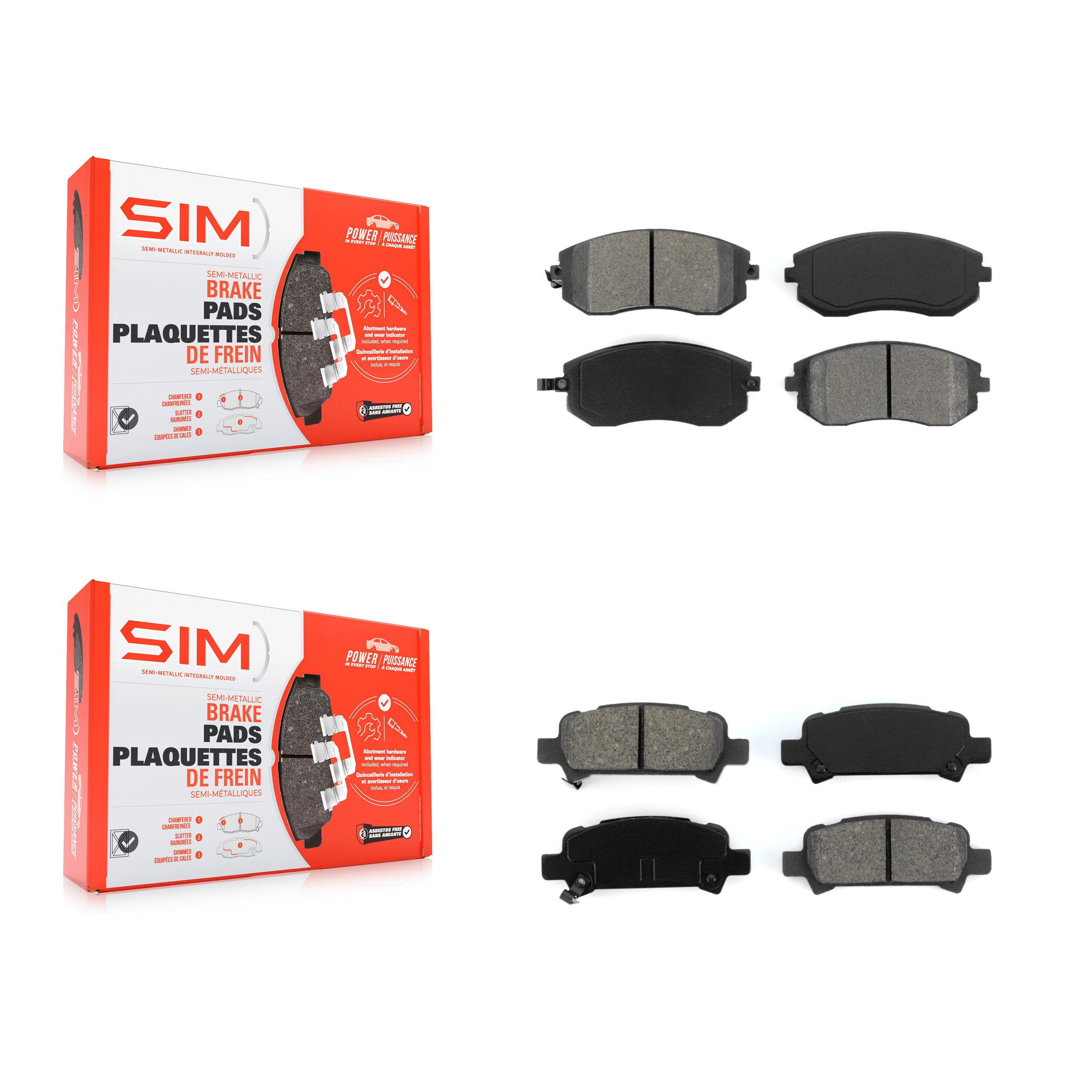 SIM KSM-100425 Disc Brake Pad for 2002-2006 Subaru Baja, Subaru Forester and More - Front and Rear