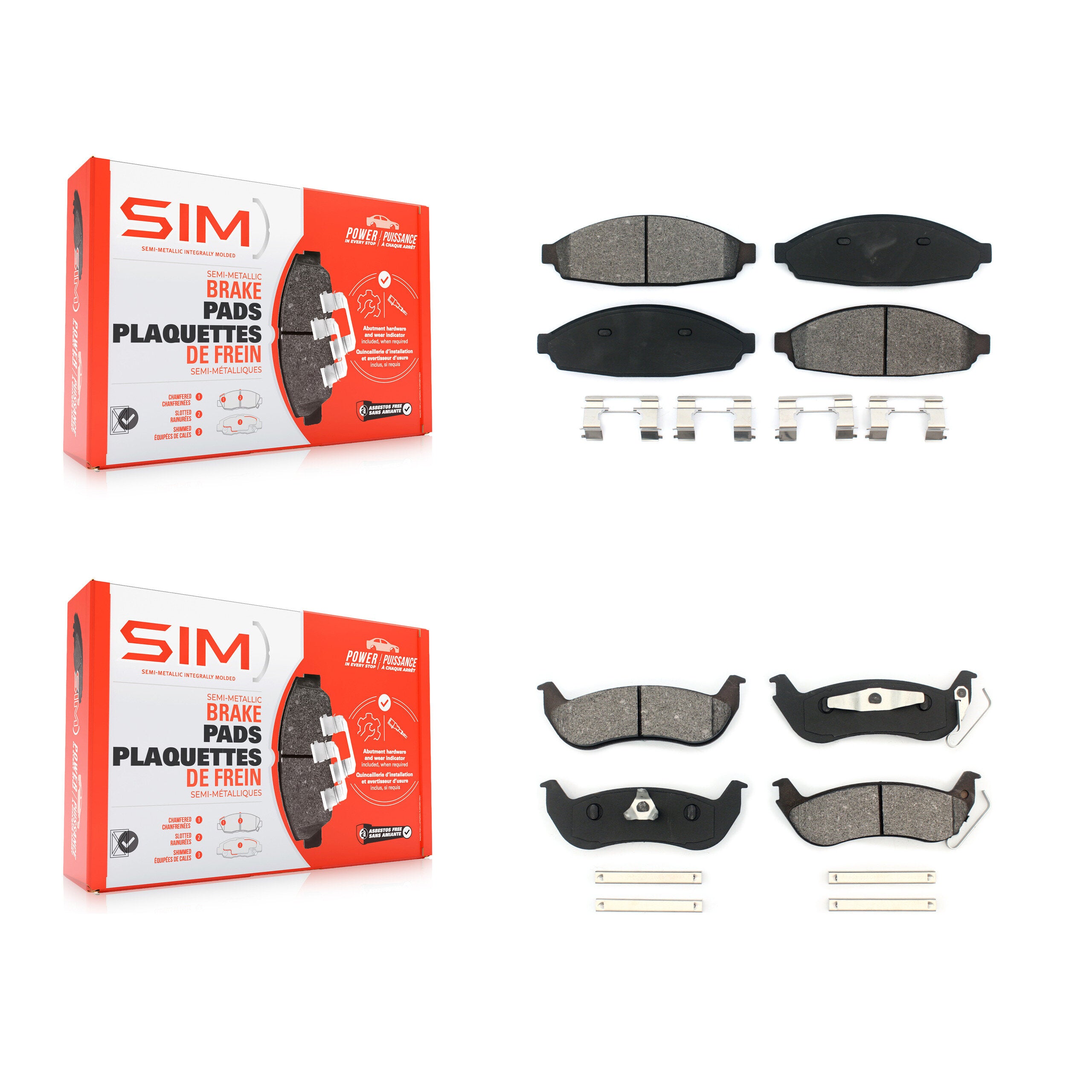 SIM KSM-100427 Disc Brake Pad for 2003-2011 Ford Crown Victoria, Lincoln Town Car and More - Front and Rear