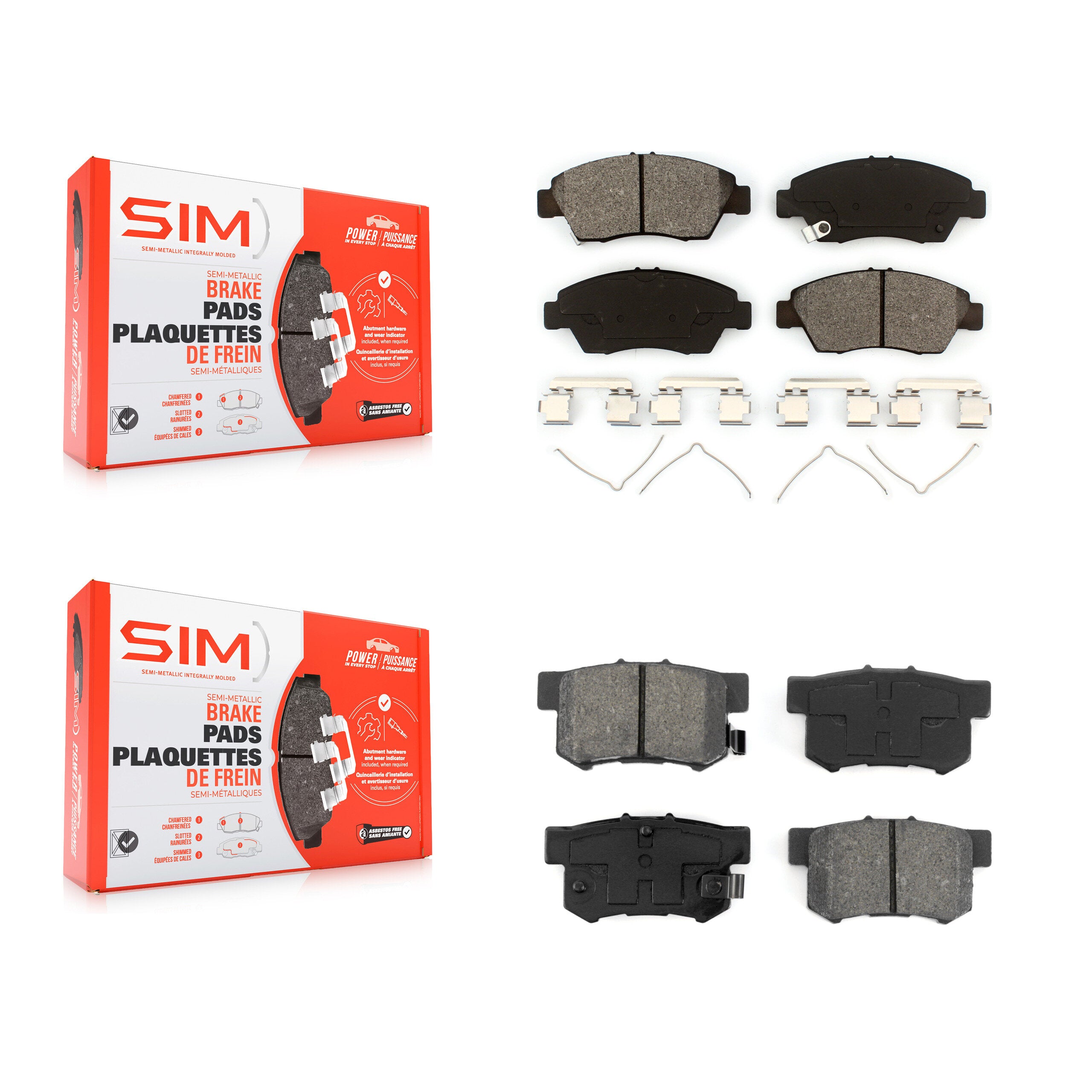 SIM KSM-100437 Disc Brake Pad for 2002-2015 Honda Civic, Acura ILX and More - Front and Rear