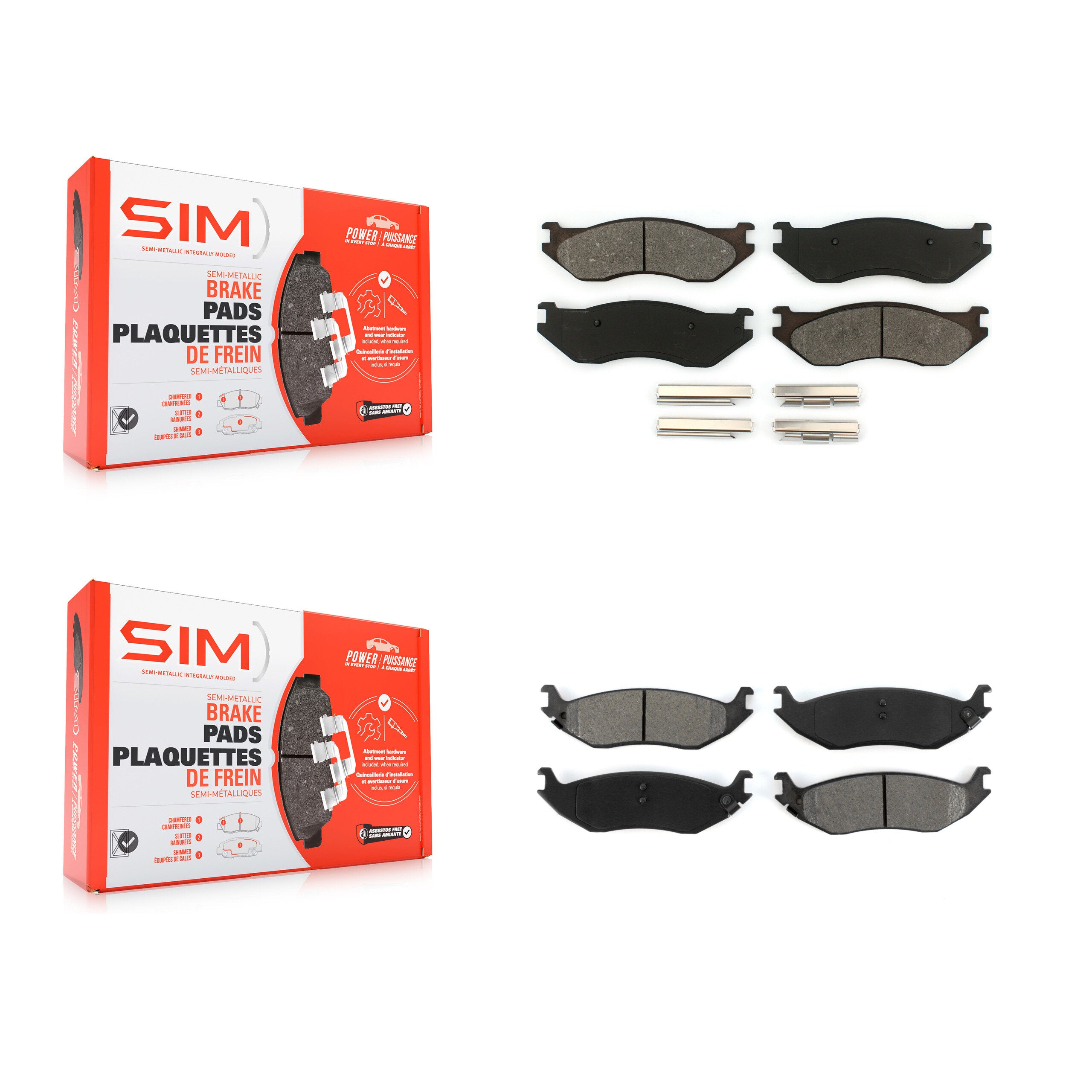 SIM KSM-100443 Disc Brake Pad for 2002-2004 Dodge Ram 1500 - Front and Rear