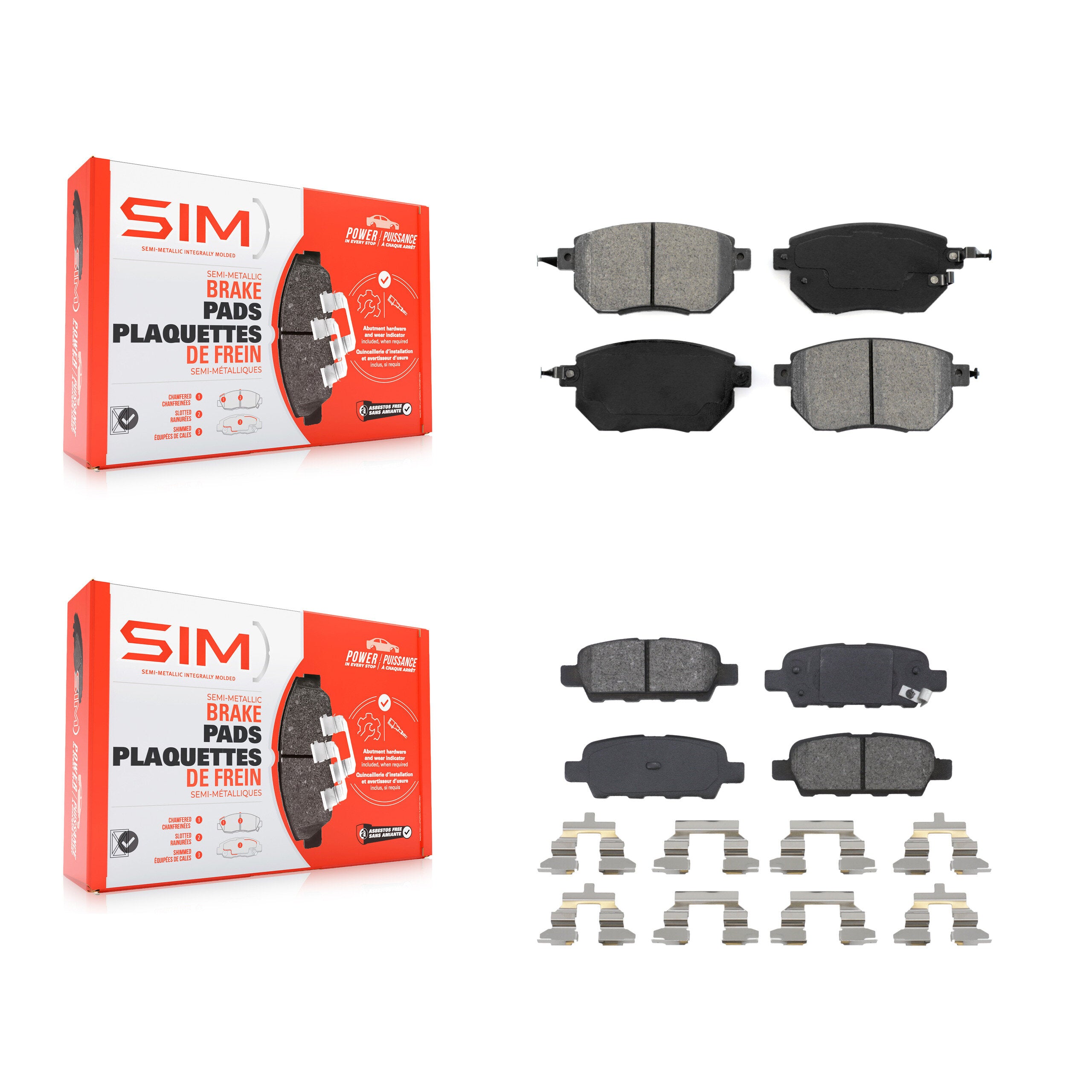 SIM KSM-100445 Disc Brake Pad for 2003-2012 Nissan Murano, INFINITI FX35 and More - Front and Rear
