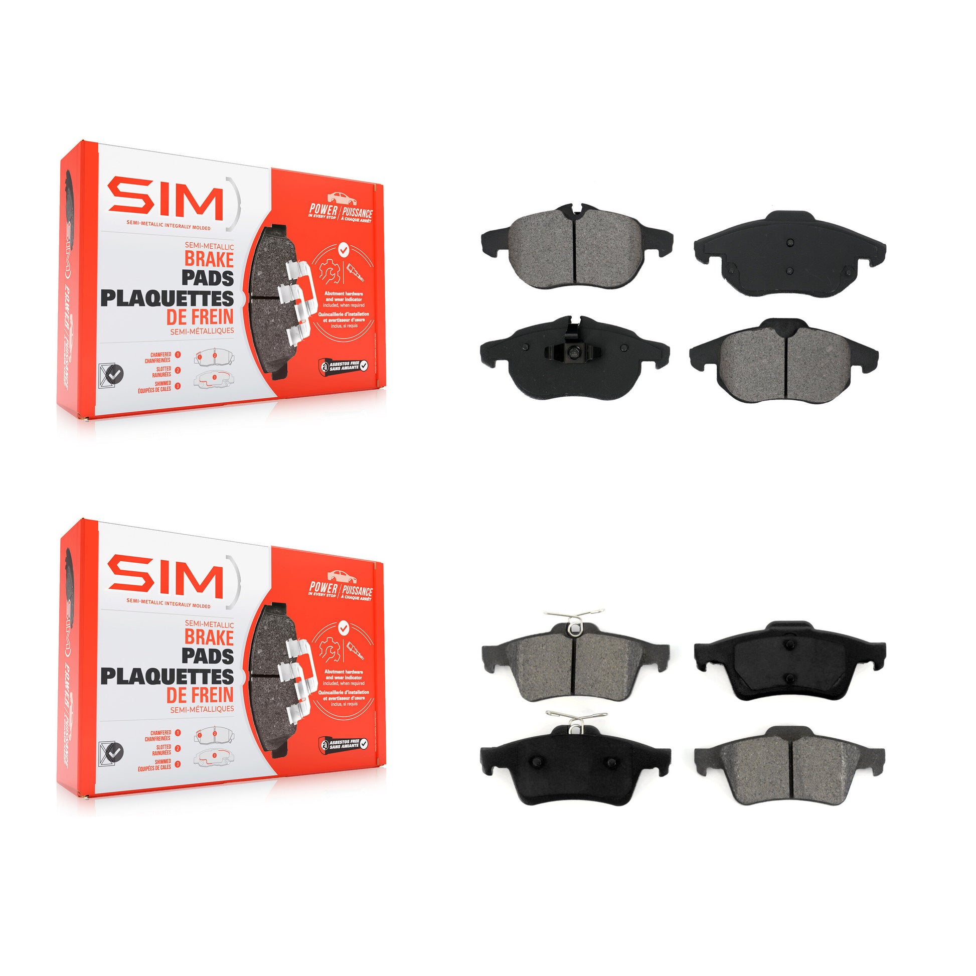 SIM KSM-100446 Disc Brake Pad for 2004-2011 Saab 9-3 - Front and Rear