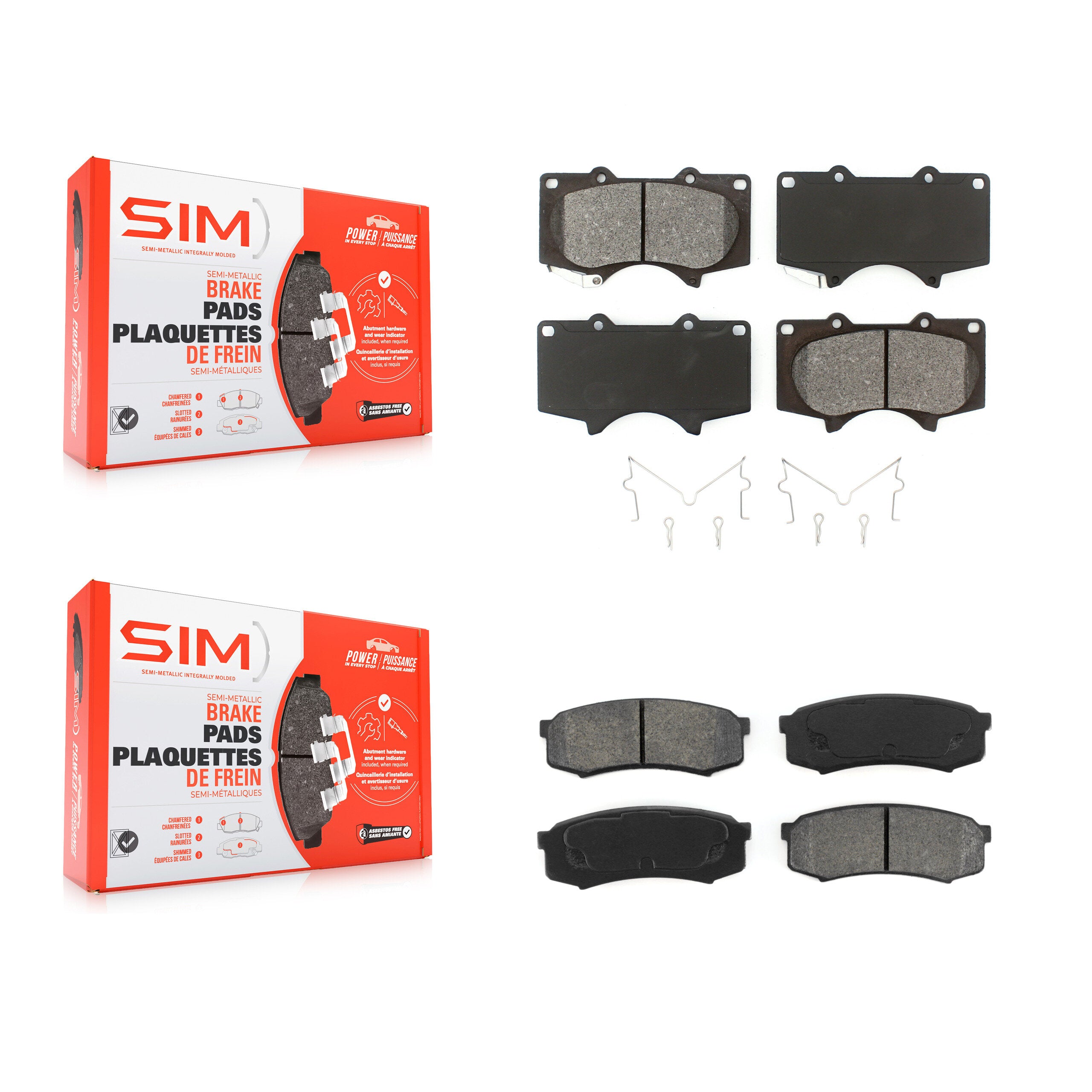 SIM KSM-100447 Disc Brake Pad for 2001-2023 Lexus GX460, Toyota FJ Cruiser and More - Front and Rear