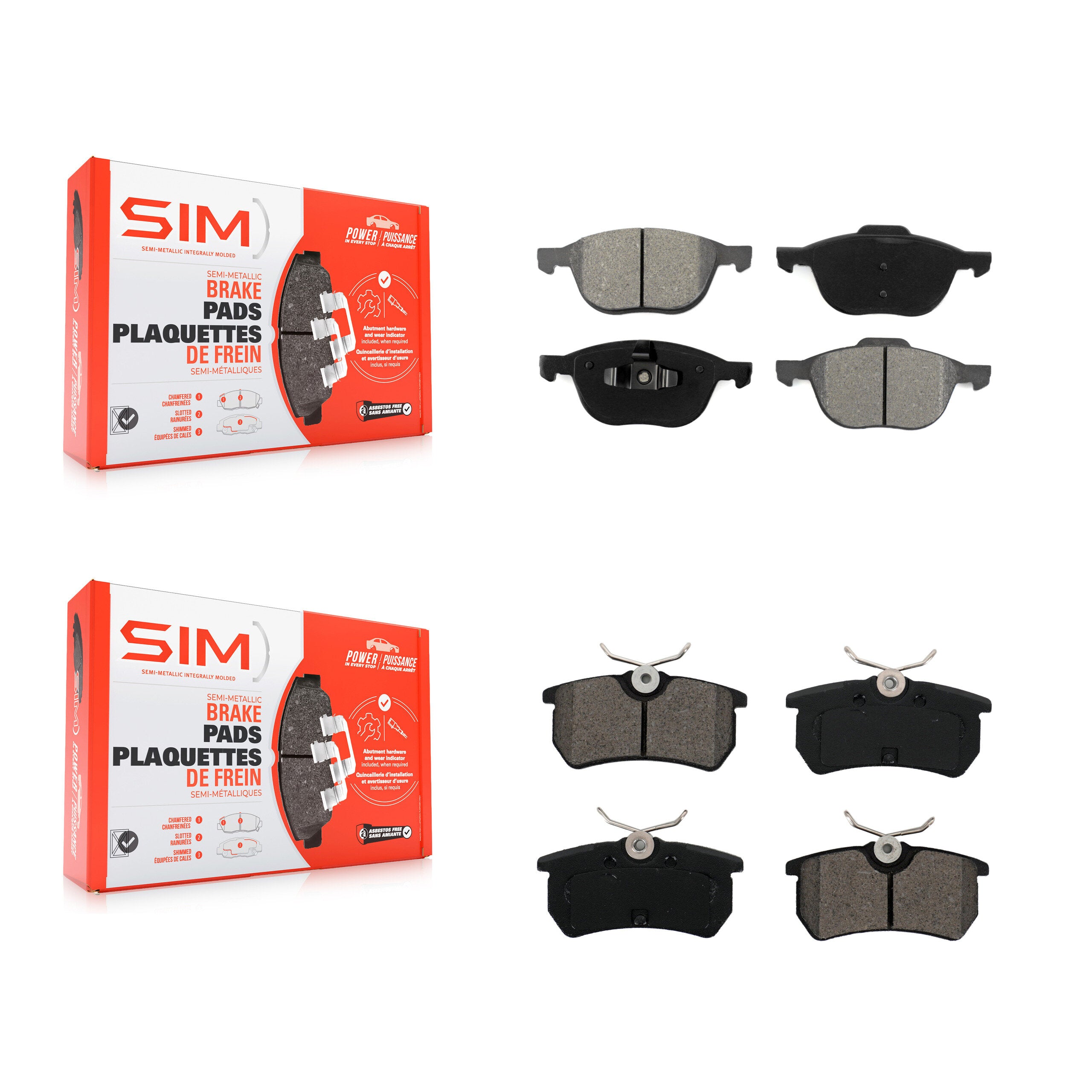 SIM KSM-100451 Disc Brake Pad for 2004-2007 Ford Focus - Front and Rear