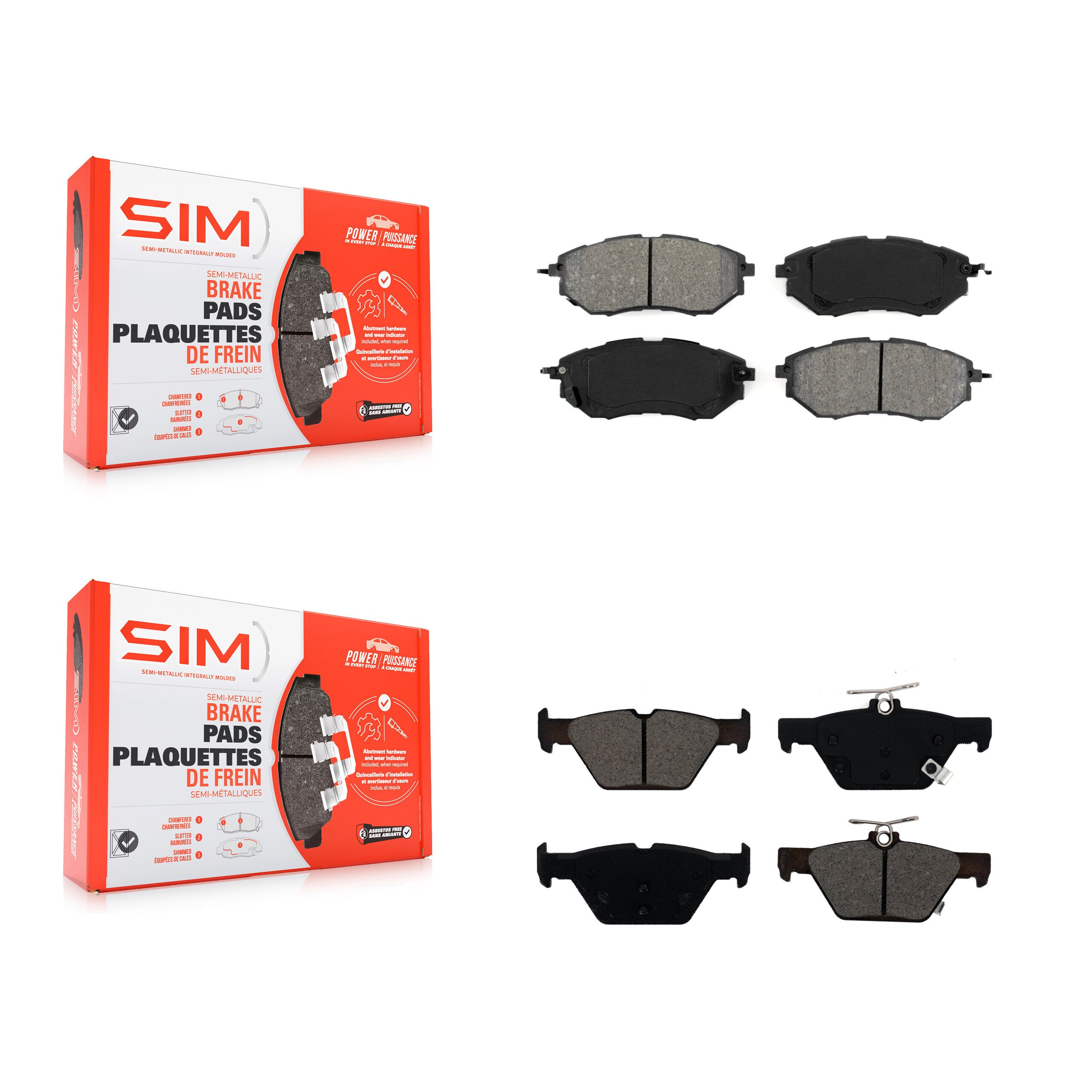 SIM KSM-100452 Disc Brake Pad for 2015-2021 Subaru Legacy, Subaru WRX, Subaru Outback - Front and Rear