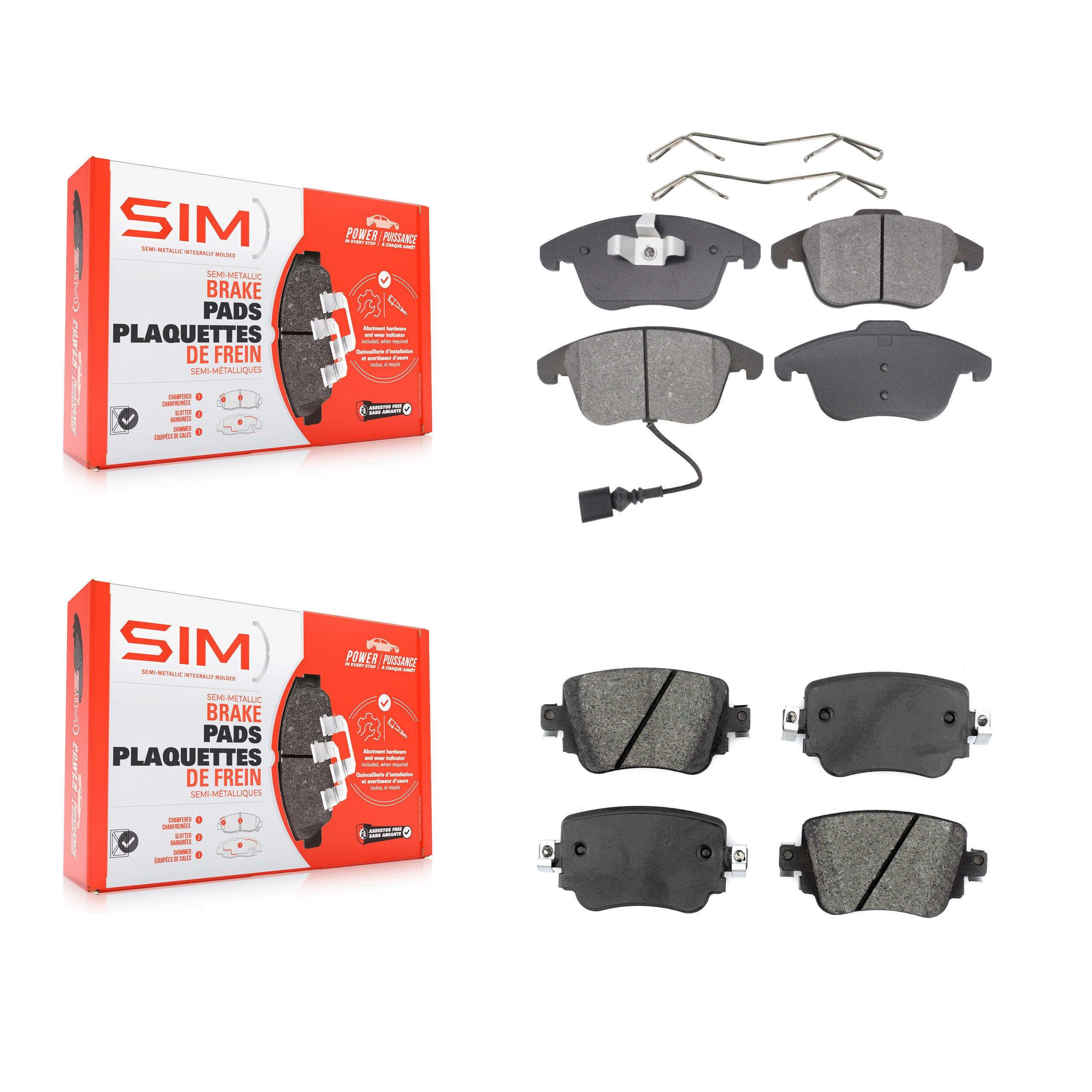 SIM KSM-100453 Disc Brake Pad for 2015-2020 Audi Q3, Audi Q3 Quattro, Volkswagen Passat - Front and Rear