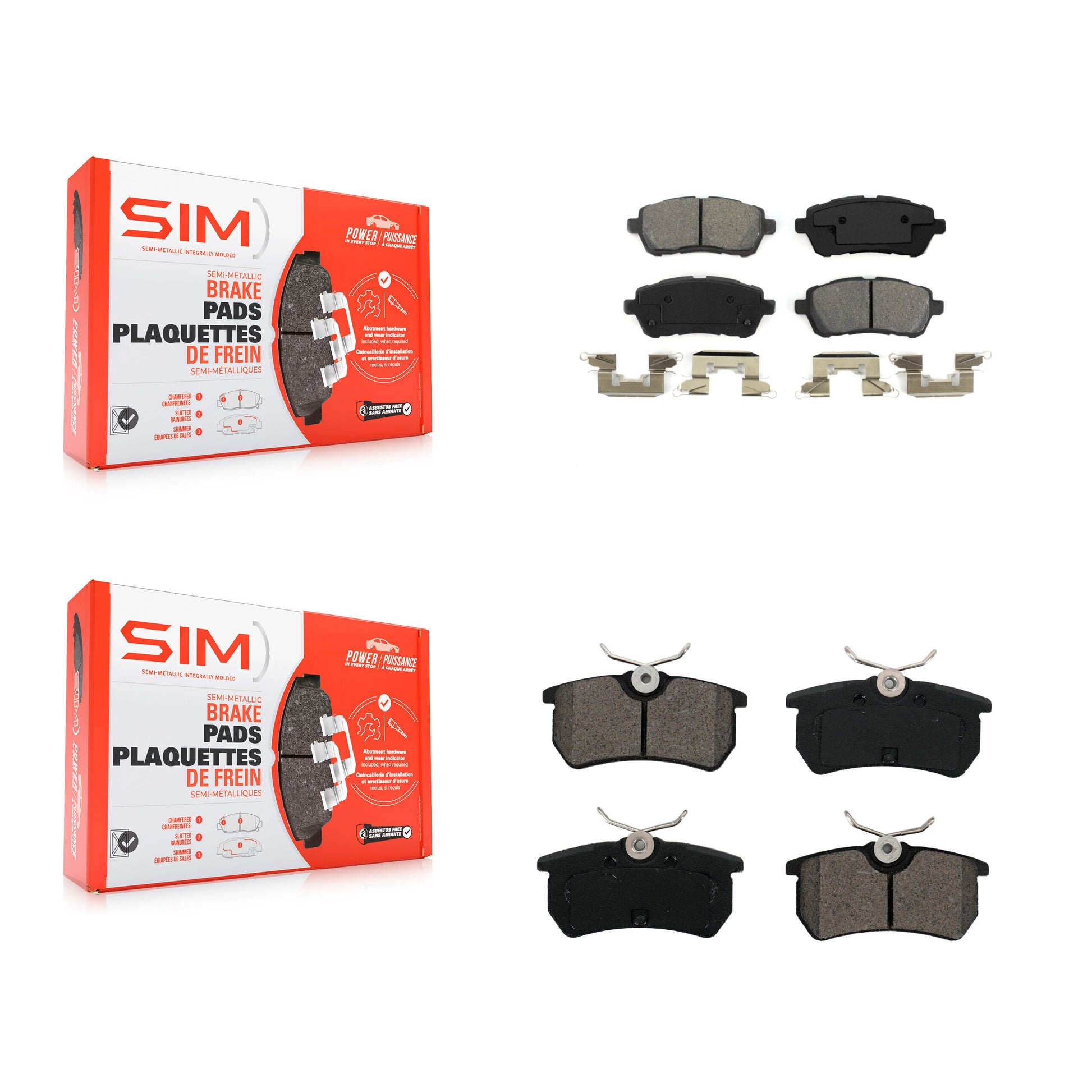 SIM KSM-100456 Disc Brake Pad for 2014-2019 Ford Fiesta - Front and Rear