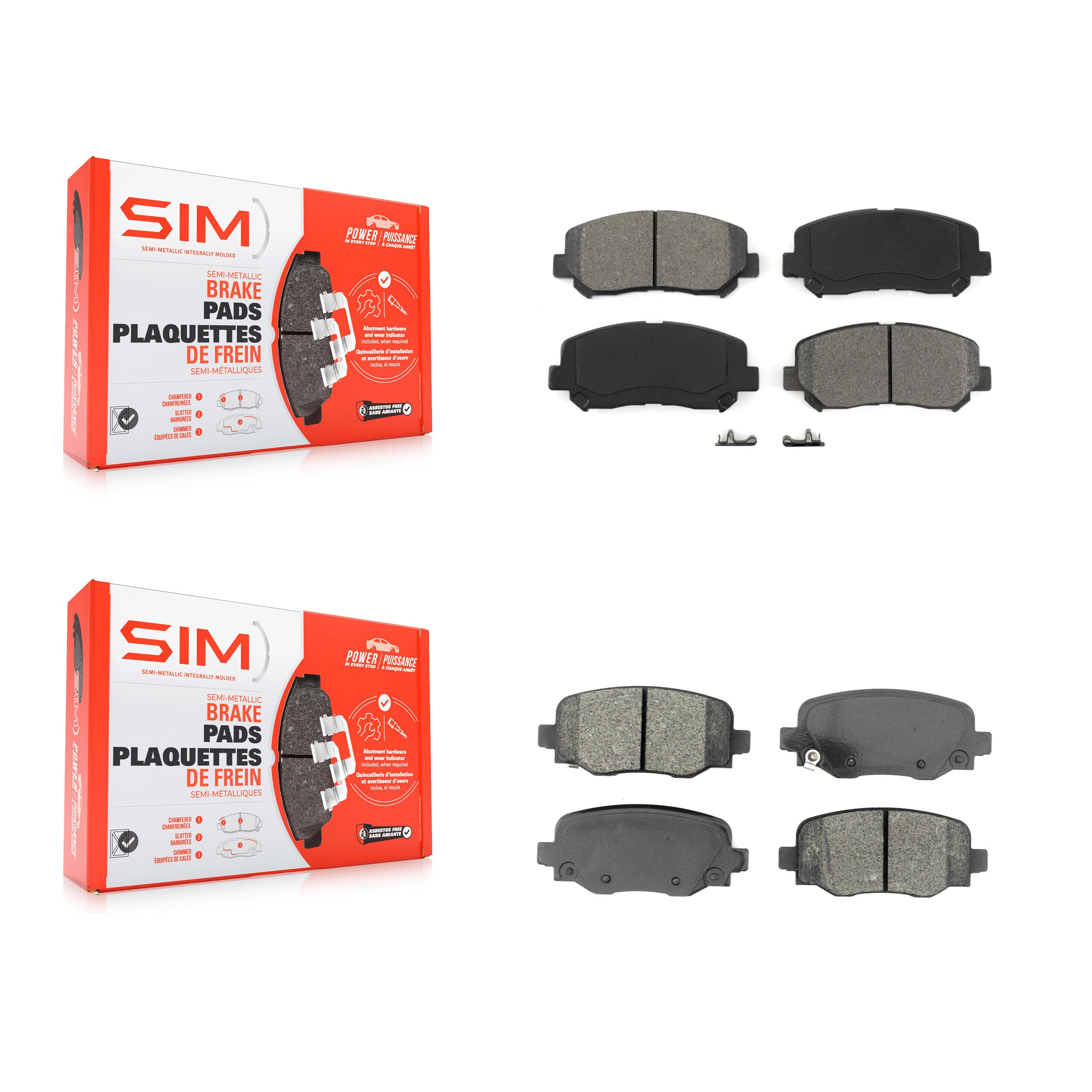SIM KSM-100458 Disc Brake Pad for 2015-2017 Chrysler 200 - Front and Rear
