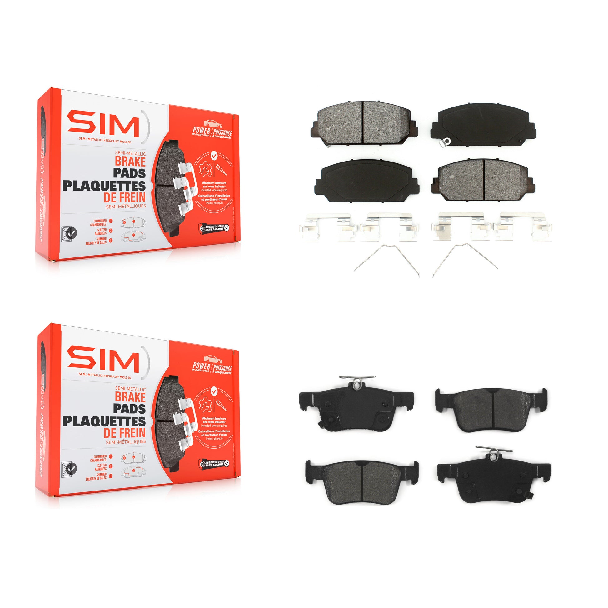 SIM KSM-100462 Disc Brake Pad for 2017-2020 Honda Civic - Front and Rear