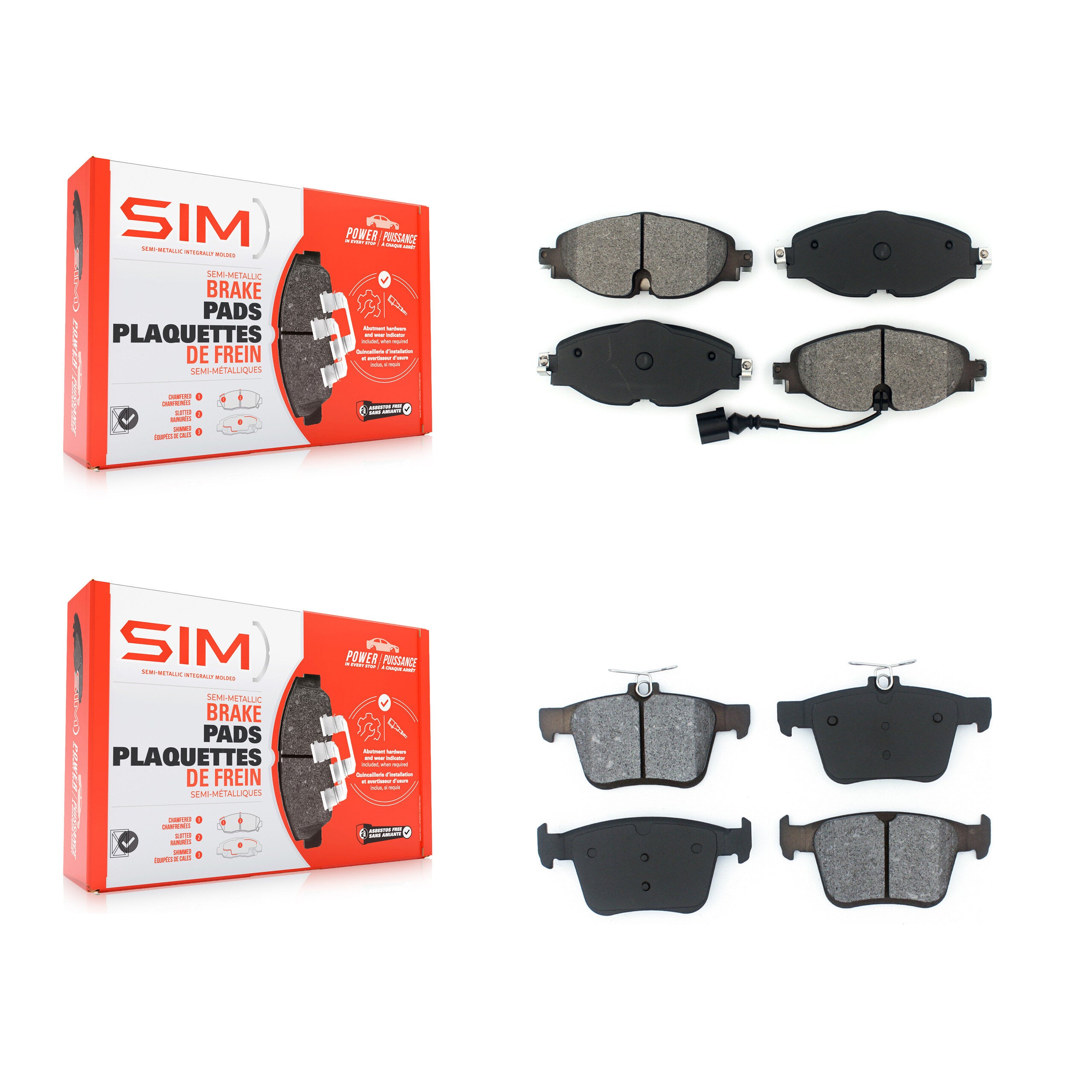 SIM KSM-100466 Disc Brake Pad for 2015-2025 Volkswagen Jetta, Volkswagen Taos and More - Front and Rear