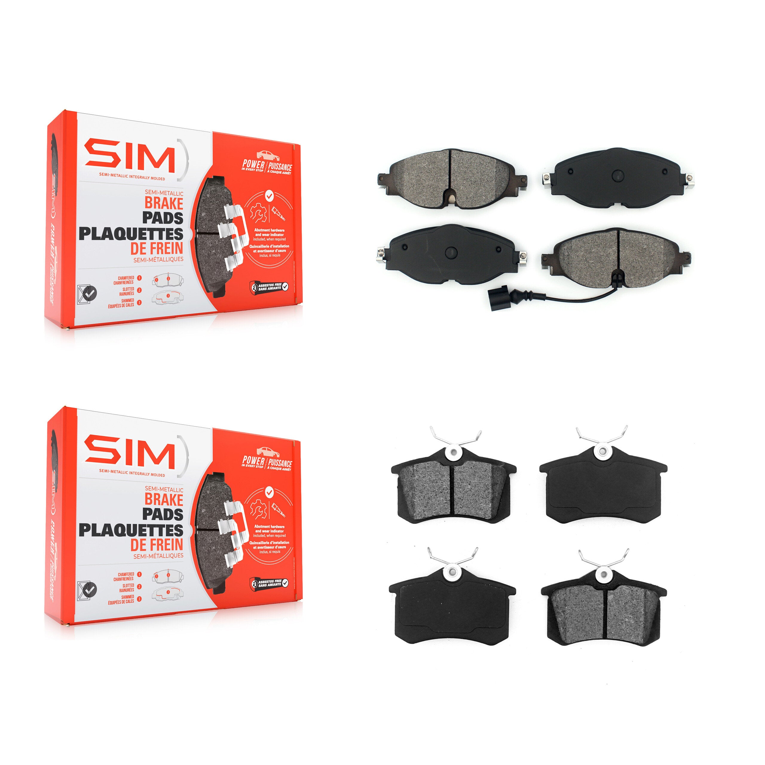 SIM KSM-100468 Disc Brake Pad for 2015 Volkswagen Golf SportWagen - Front and Rear