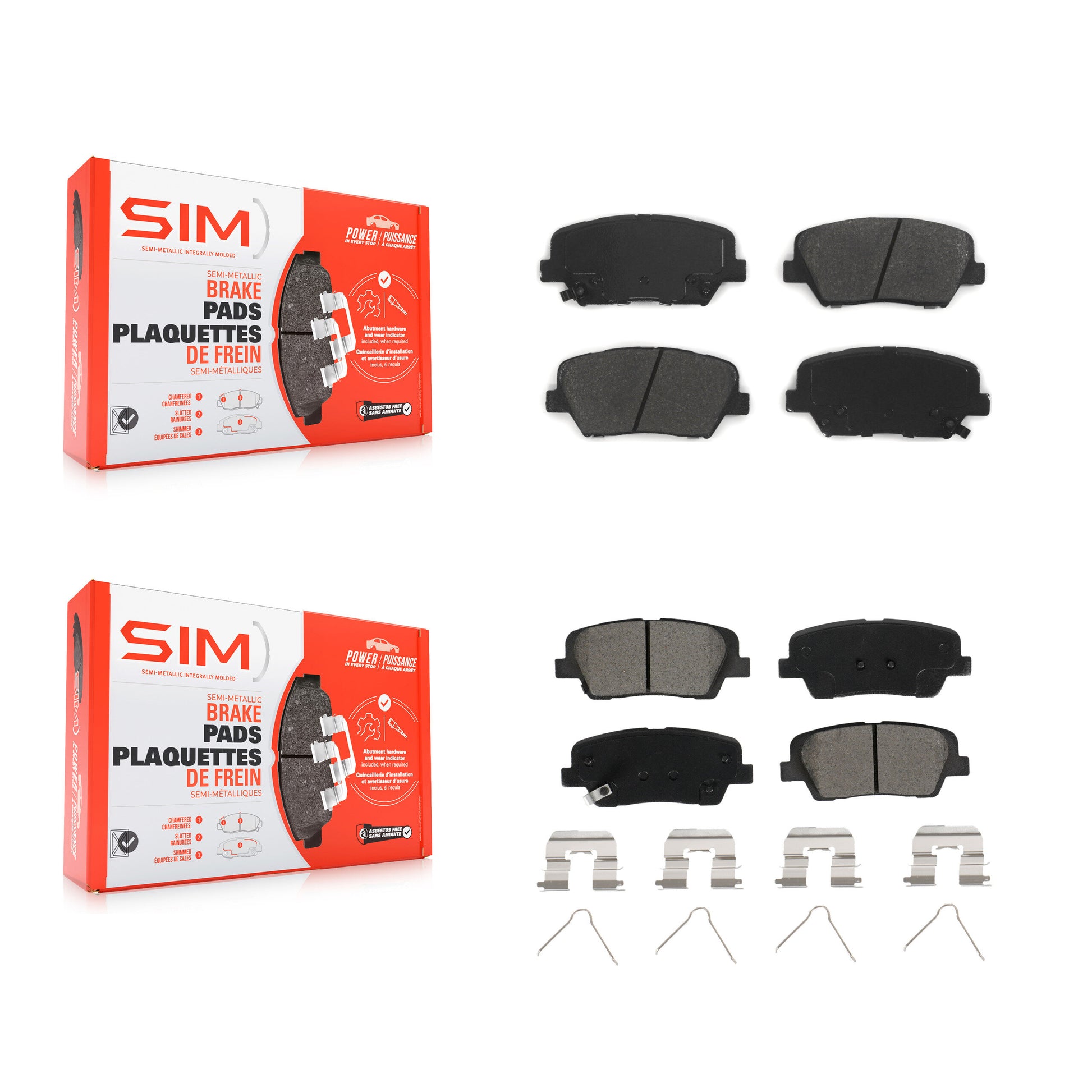 SIM KSM-100469 Disc Brake Pad for 2016-2020 Hyundai Santa Fe Sport, Kia Sorento - Front and Rear