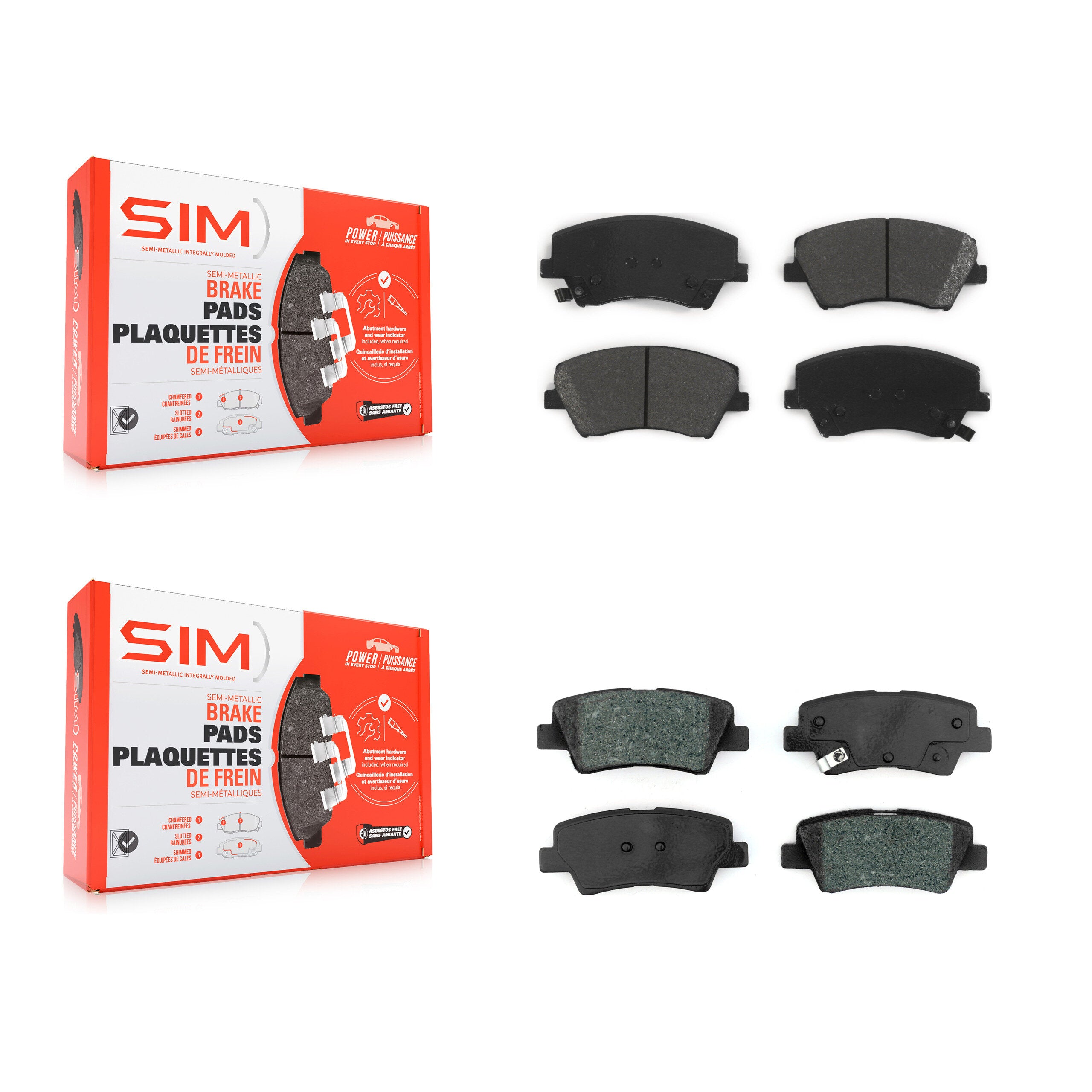 SIM KSM-100473 Disc Brake Pad for 2017-2022 Hyundai Elantra, Hyundai Ioniq, Kia Niro - Front and Rear