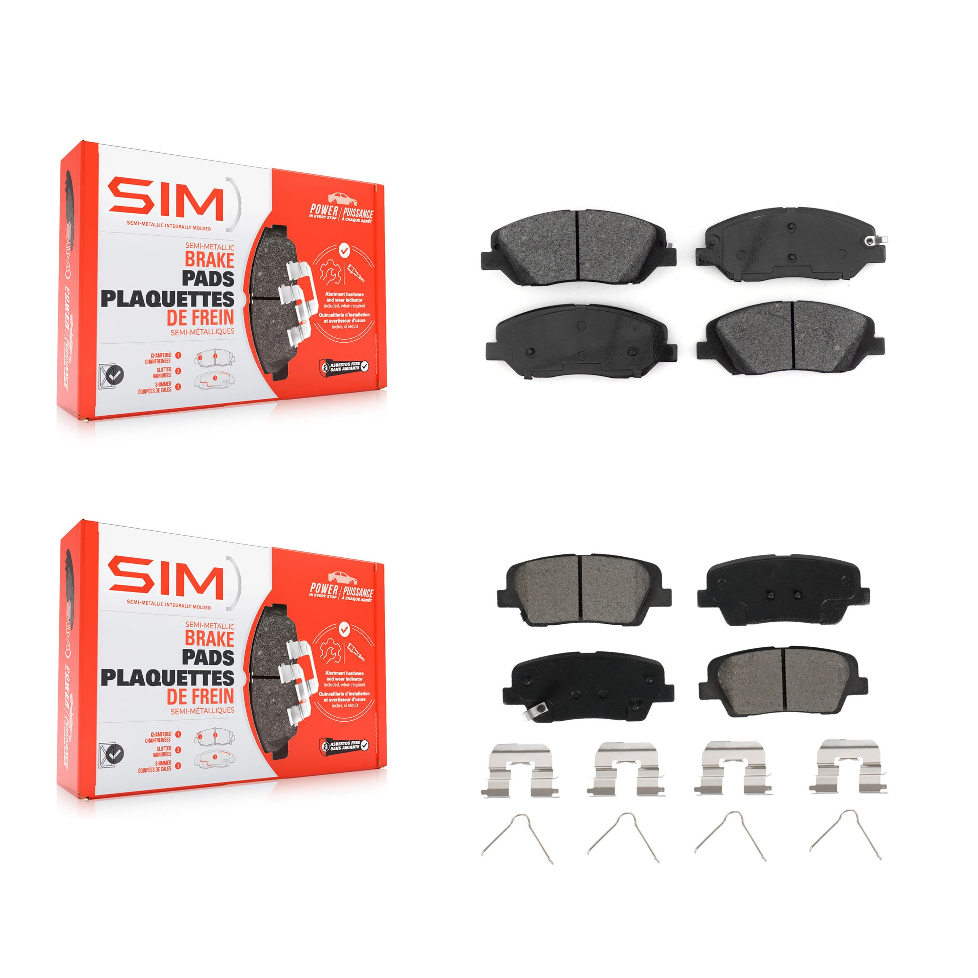 SIM KSM-100474 Disc Brake Pad for 2017-2019 Hyundai Santa Fe, Hyundai Santa Fe XL - Front and Rear