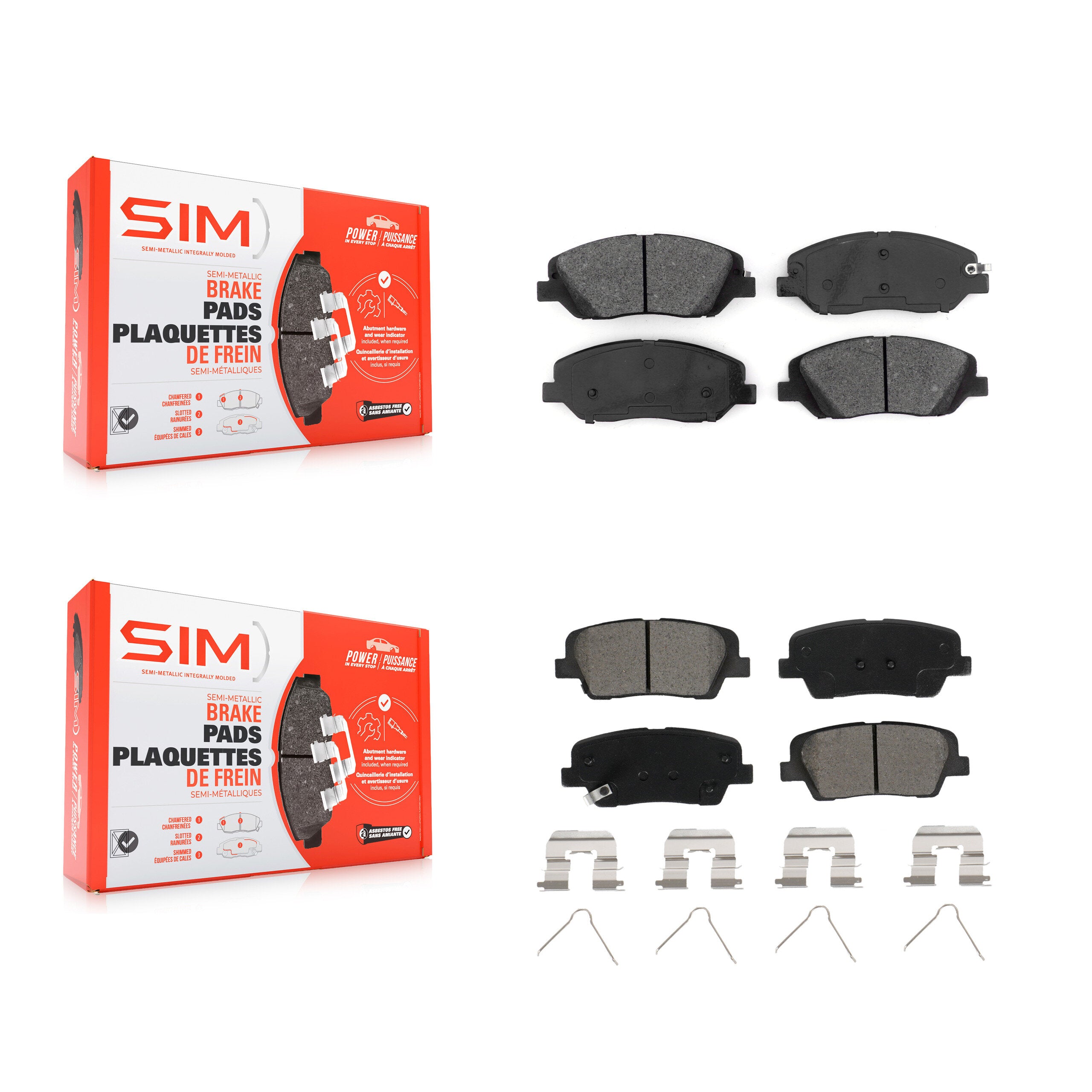 SIM KSM-100474 Disc Brake Pad for 2017-2019 Hyundai Santa Fe, Hyundai Santa Fe XL - Front and Rear