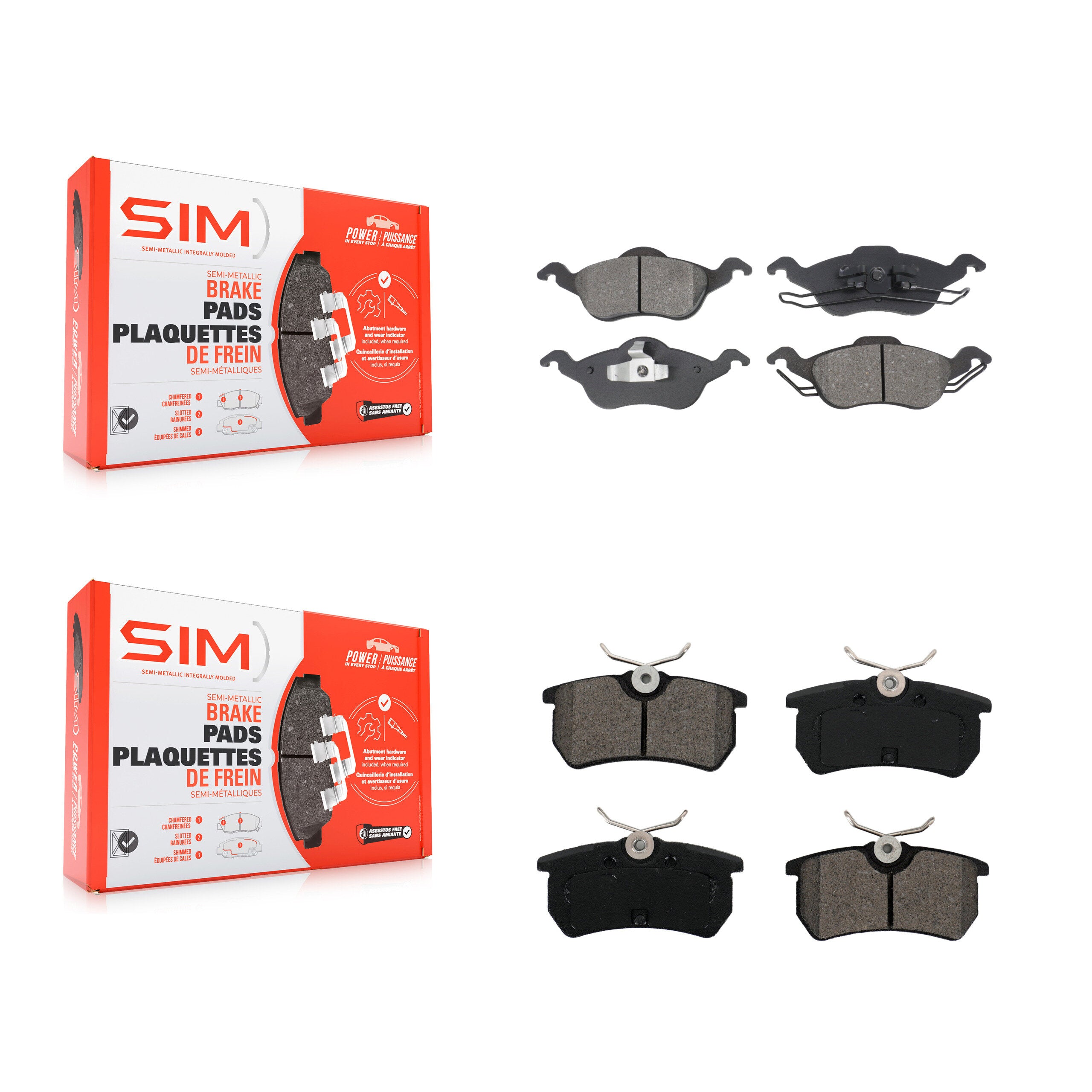 SIM KSM-100476 Disc Brake Pad for 2000-2004 Ford Focus - Front and Rear