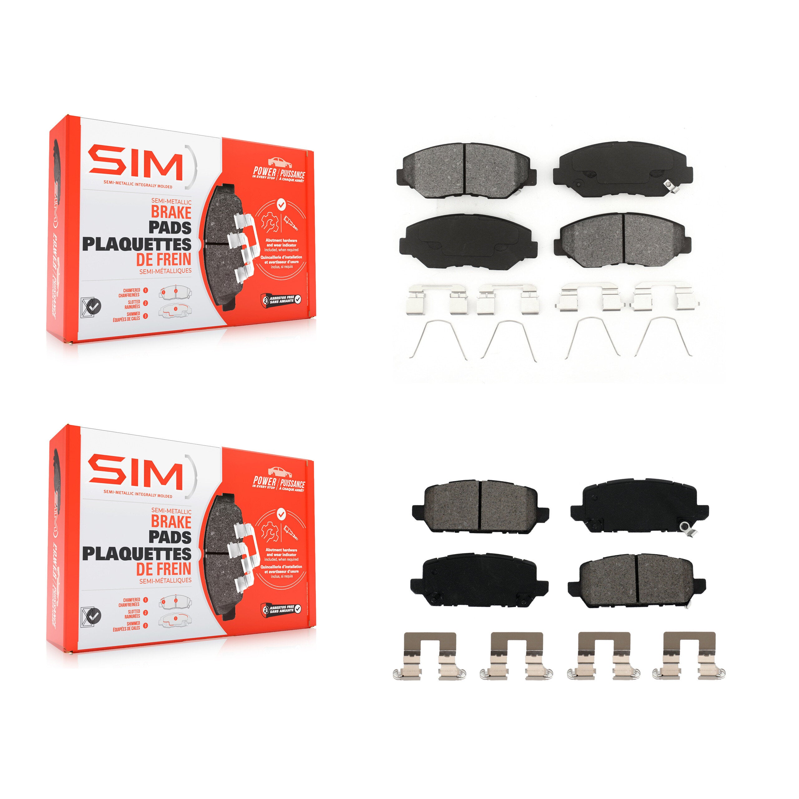 SIM KSM-100477 Disc Brake Pad for 2016 Honda CR-Z - Front and Rear