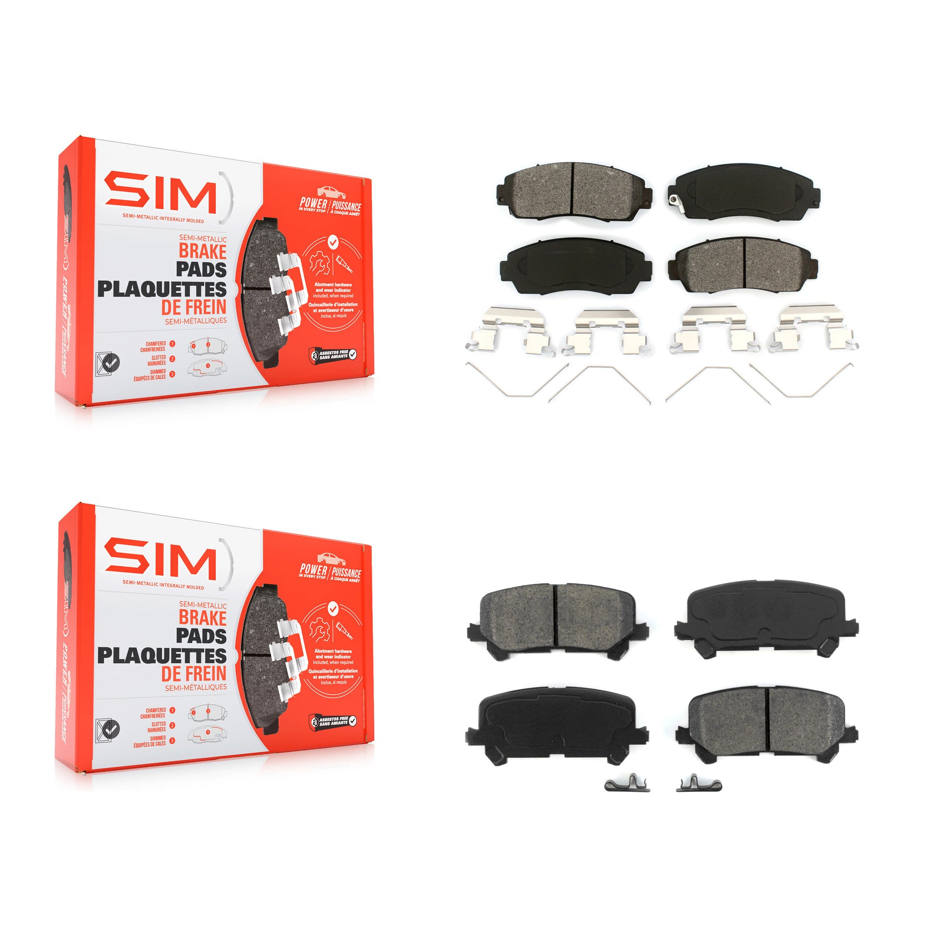 SIM KSM-100482 Disc Brake Pad for 2019-2024 Honda Passport - Front and Rear