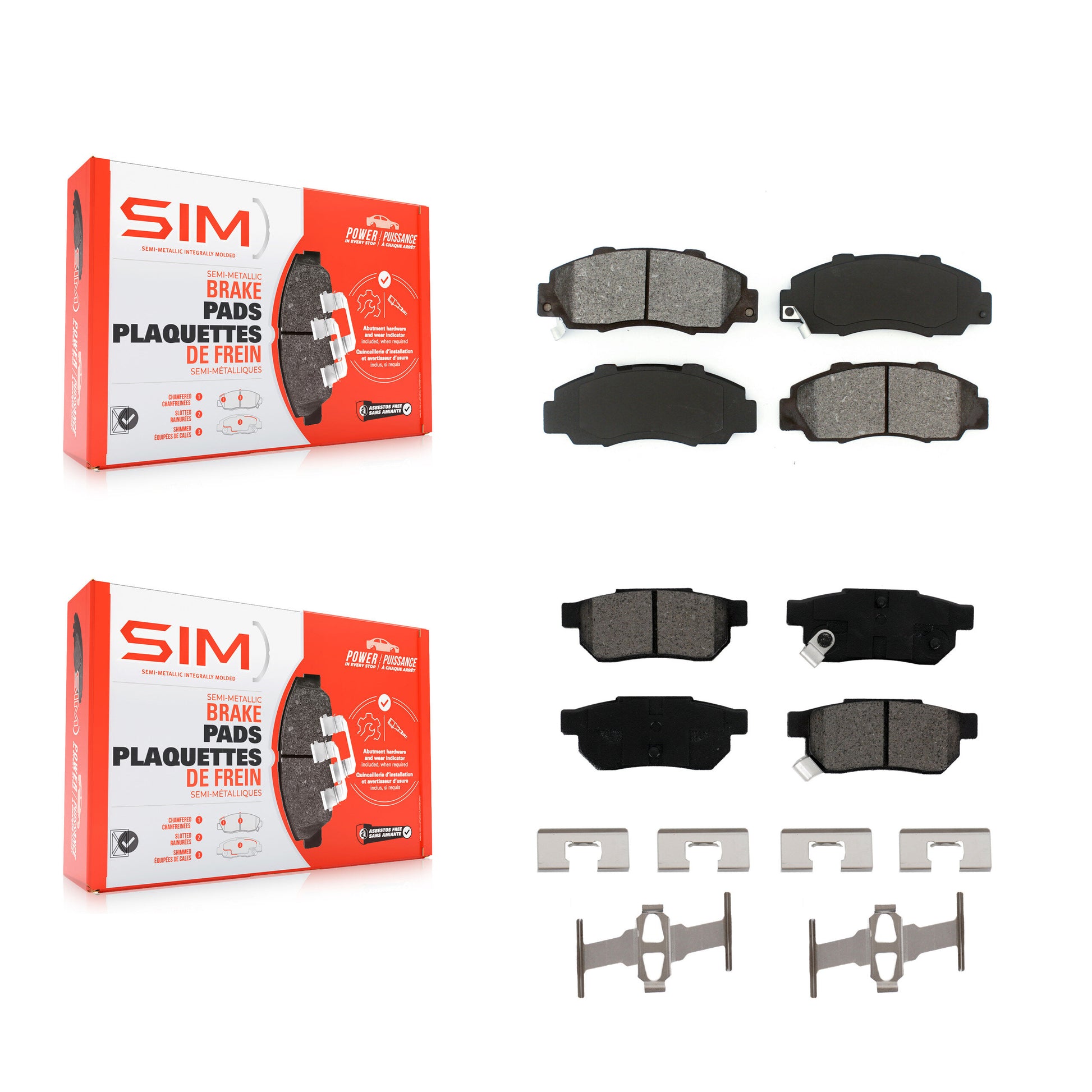 SIM KSM-100483 Disc Brake Pad for 1992-1993 Acura Integra - Front and Rear