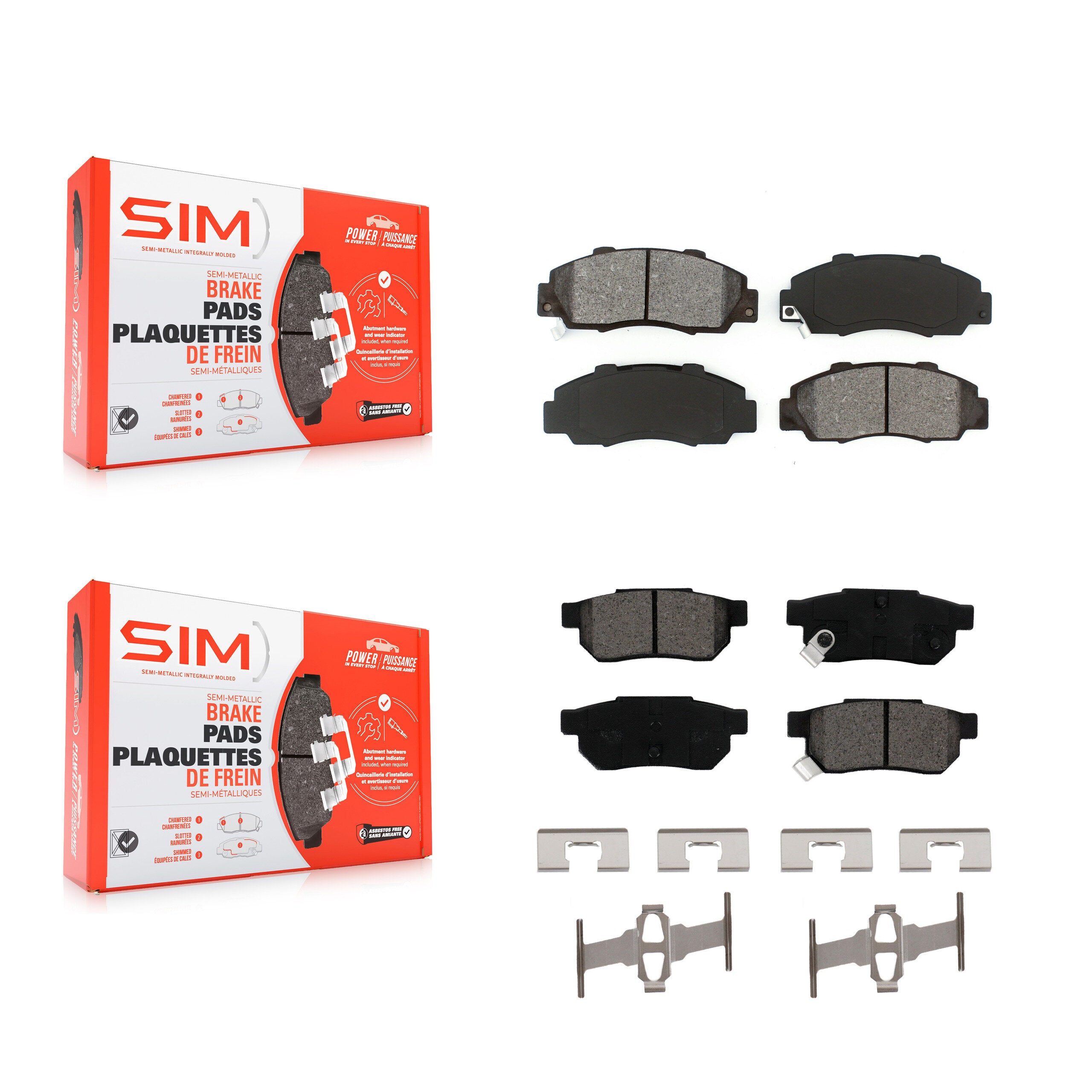 SIM KSM-100483 Disc Brake Pad for 1992-1993 Acura Integra - Front and Rear