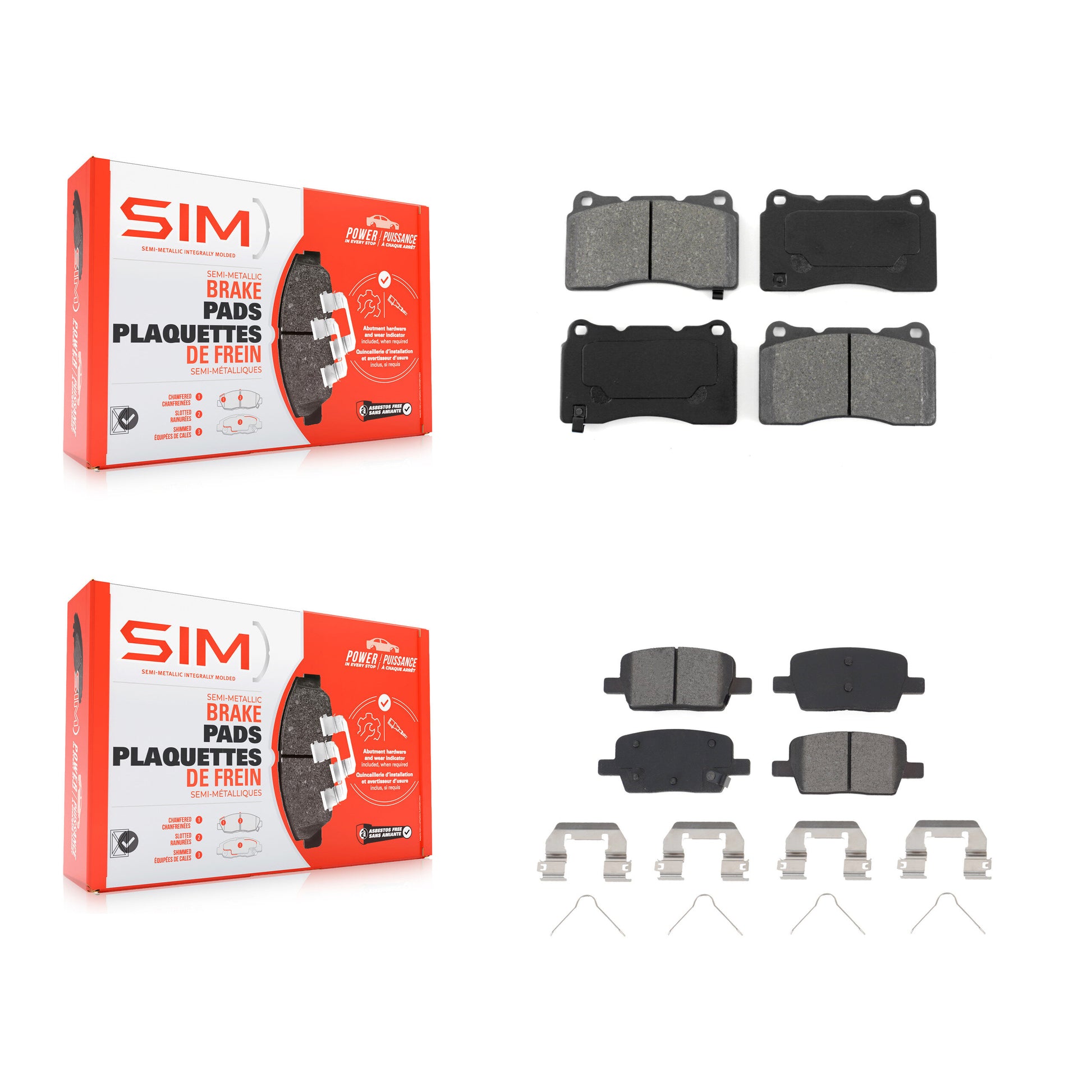SIM KSM-100487 Disc Brake Pad for 2016-2022 Chevrolet Camaro, Cadillac CT6 - Front and Rear