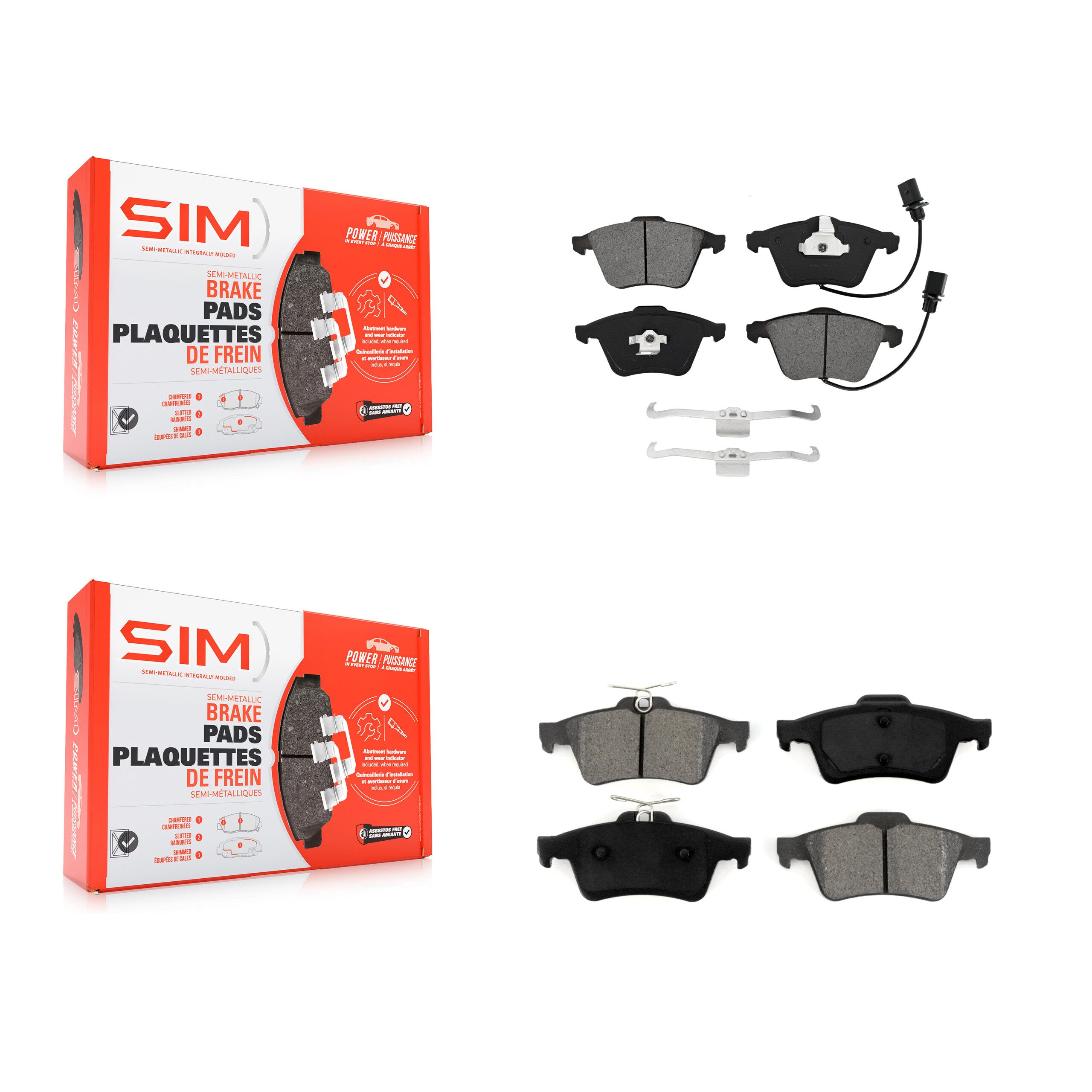 SIM KSM-100490 Disc Brake Pad for 2008-2011 Saab 9-3X, Saab 9-3 - Front and Rear