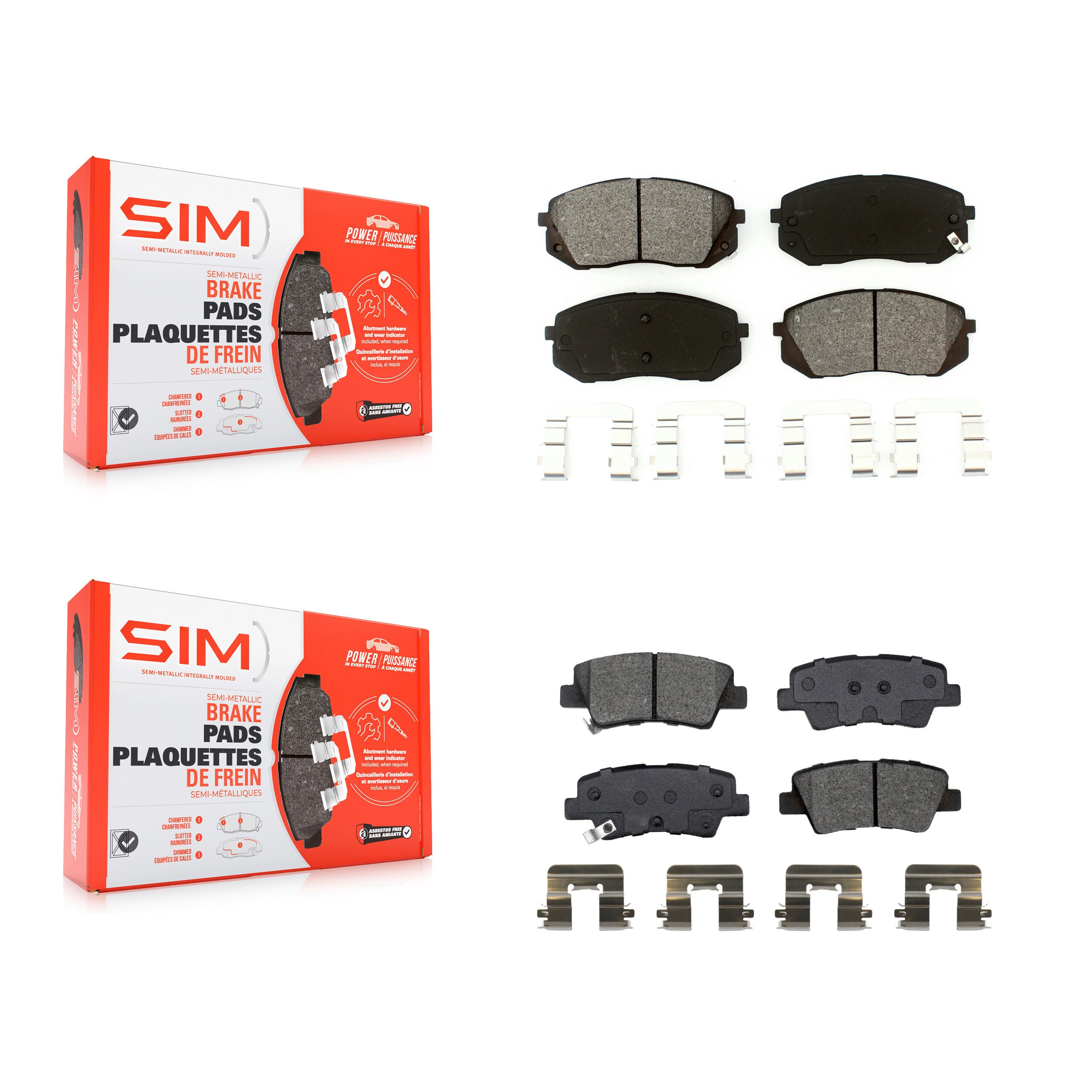 SIM KSM-100494 Disc Brake Pad for 2016 Kia Soul EV - Front and Rear