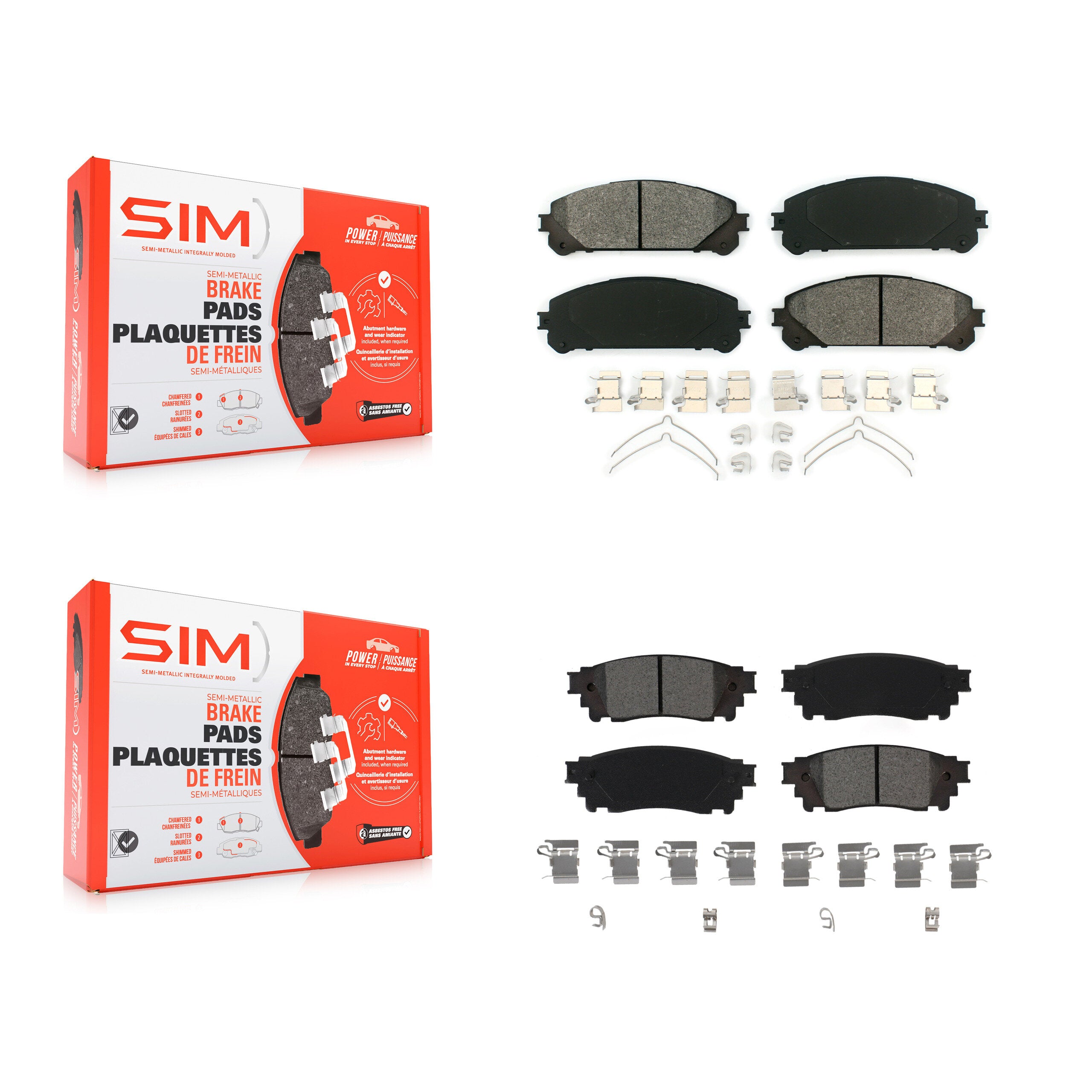 SIM KSM-100496 Disc Brake Pad for 2015-2023 Toyota Camry, Toyota Avalon and More - Front and Rear