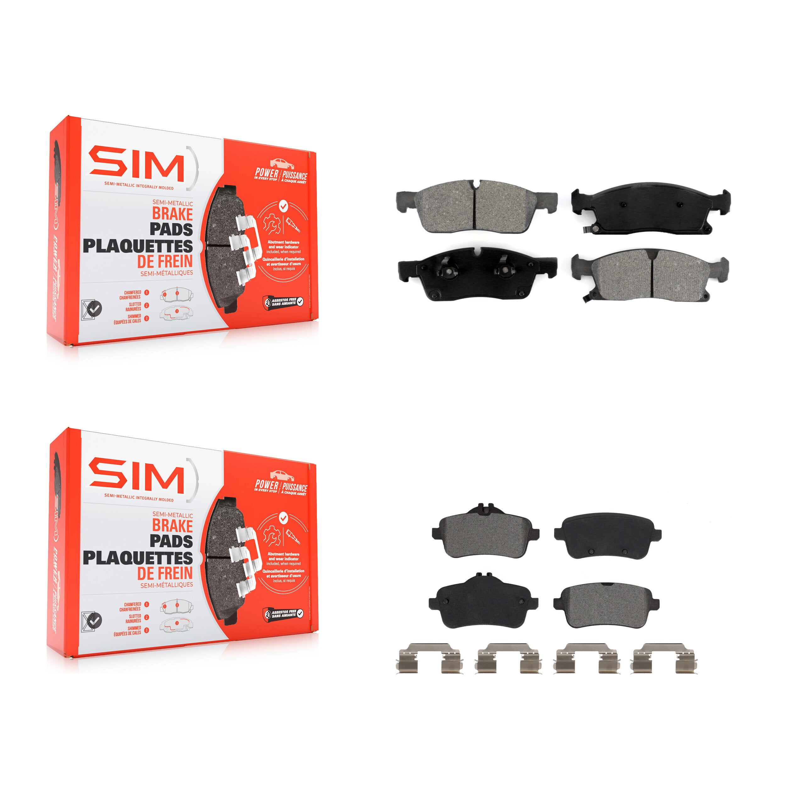 SIM KSM-100506 Disc Brake Pad for 2012-2019 Mercedes-Benz GLS450, Mercedes-Benz GLE300d and More - Front and Rear
