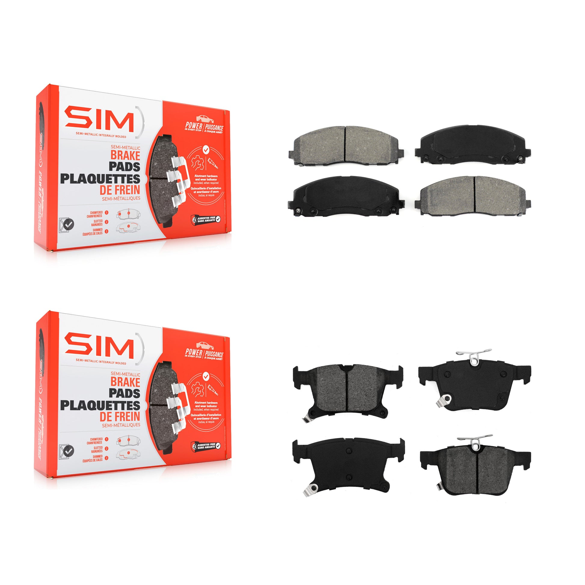SIM KSM-100509 Disc Brake Pad for 2017-2024 Chrysler Pacifica, Chrysler Grand Caravan, Chrysler Voyager - Front and Rear