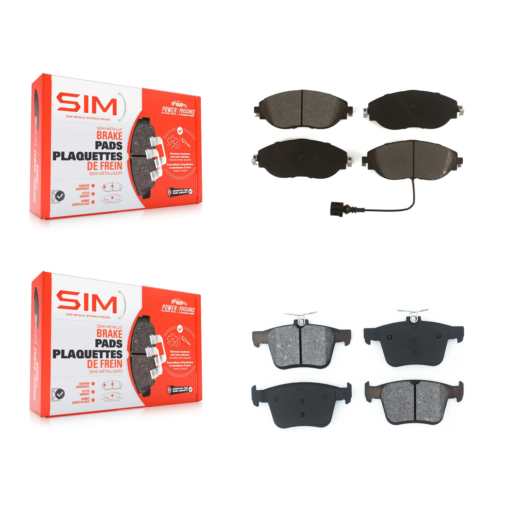SIM KSM-100511 Disc Brake Pad for 2015-2025 Audi Q3, Volkswagen Jetta and More - Front and Rear