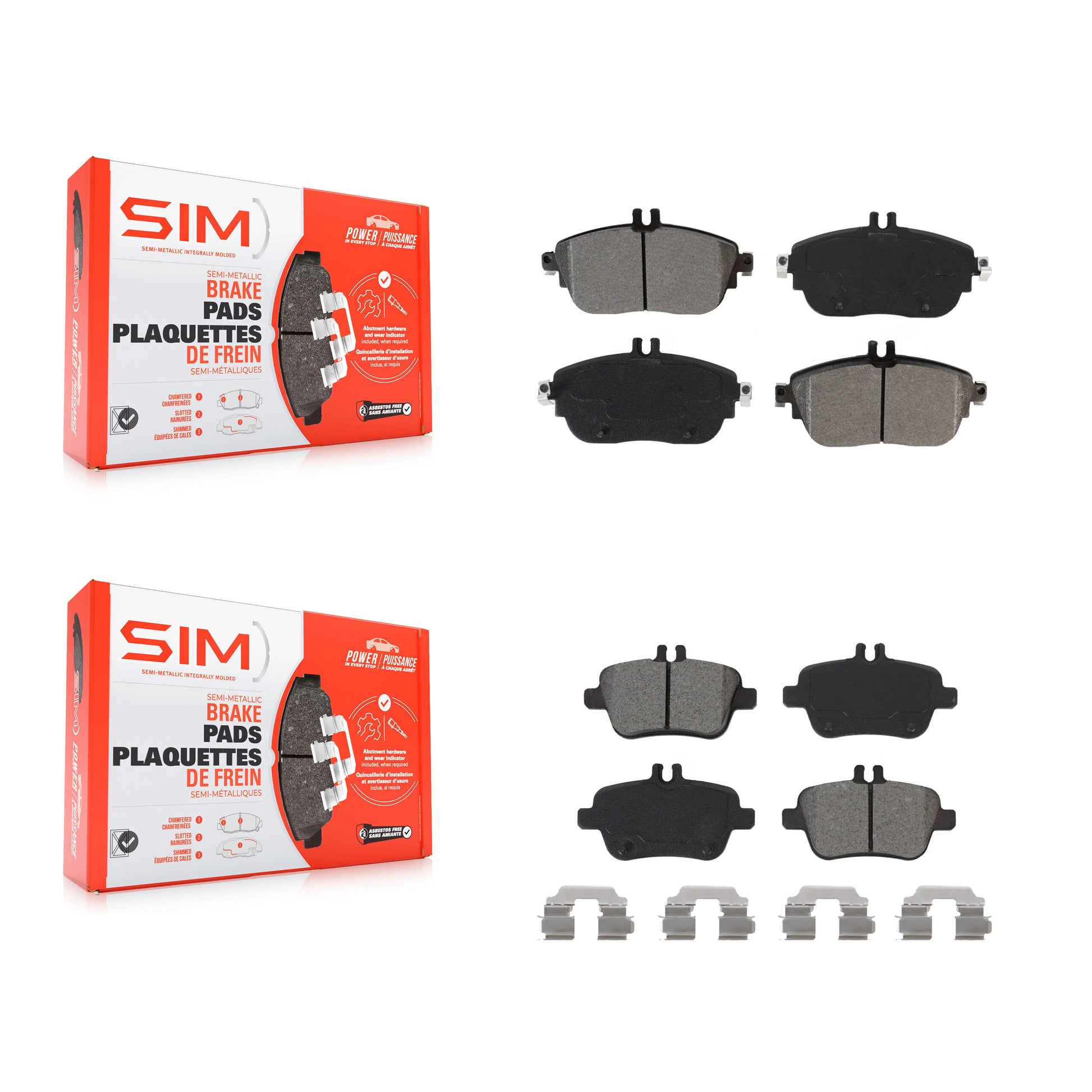 SIM KSM-100512 Disc Brake Pad for 2013-2020 INFINITI QX30, Mercedes-Benz CLA250 and More - Front and Rear