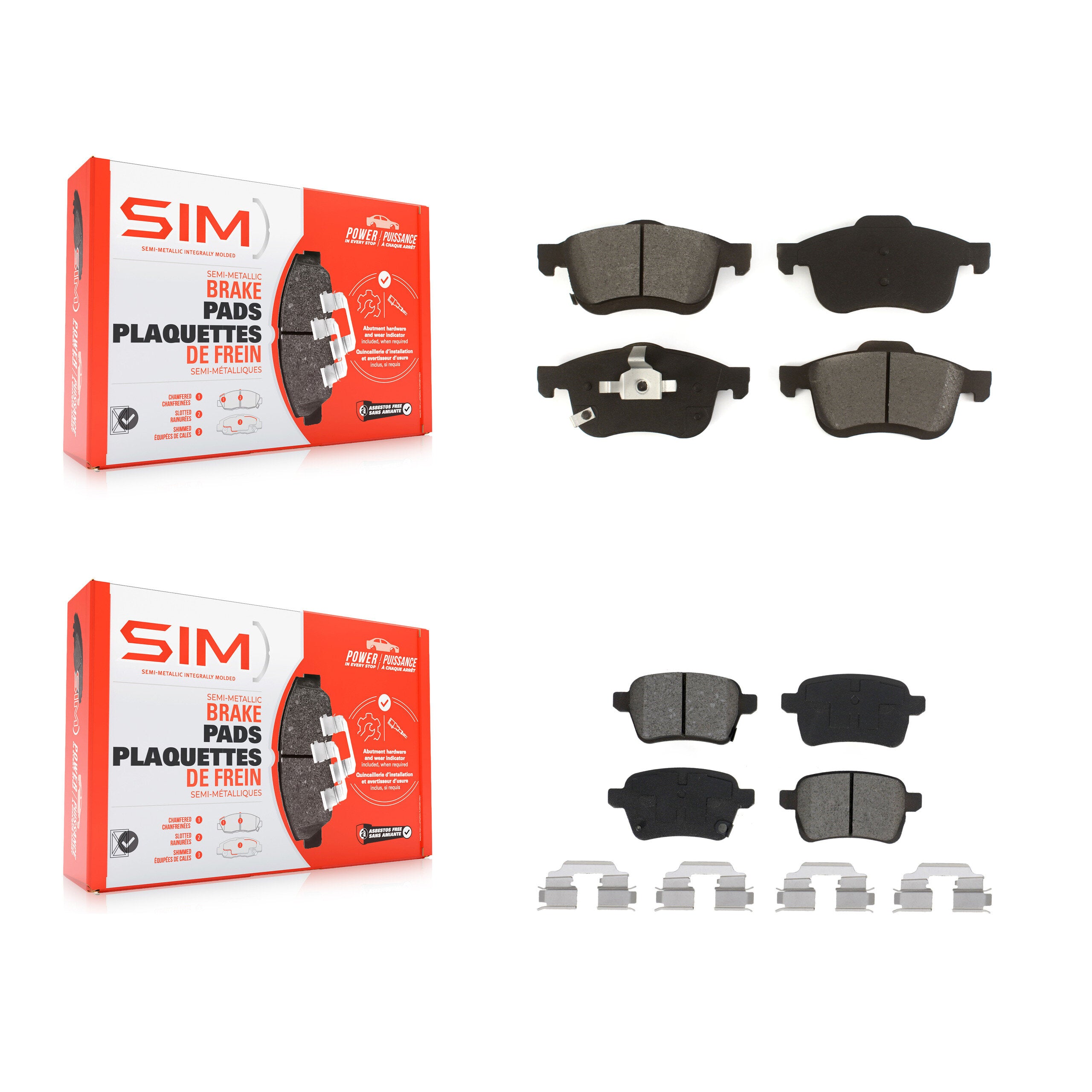 SIM KSM-100514 Disc Brake Pad for 2014-2020 Fiat 500L - Front and Rear