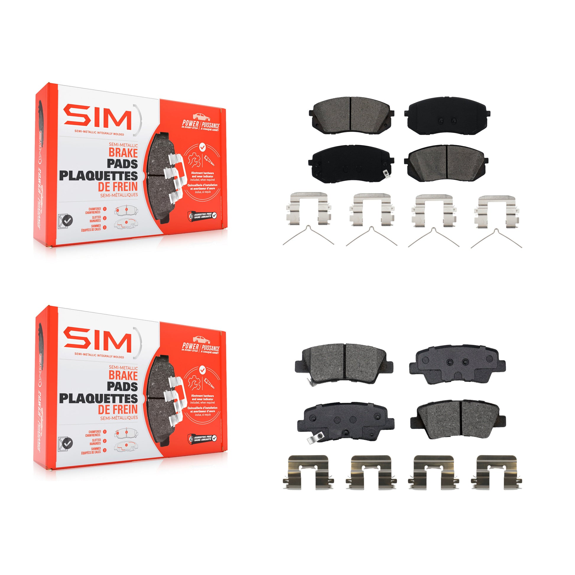 SIM KSM-100520 Disc Brake Pad for 2016-2023 Kia Optima, Hyundai Kona Electric and More - Front and Rear