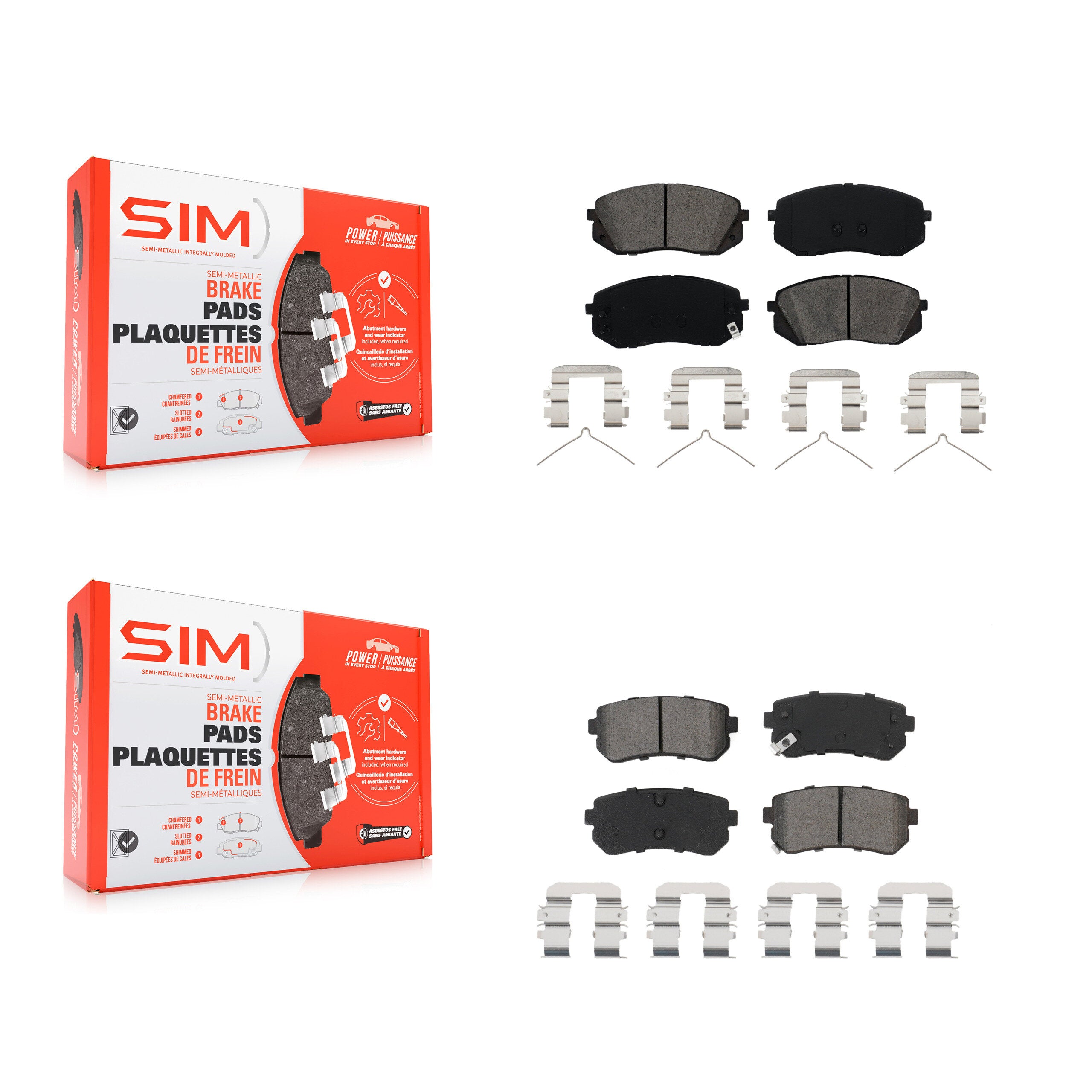 SIM KSM-100521 Disc Brake Pad for 2016-2020 Kia Optima, Hyundai Sonata - Front and Rear