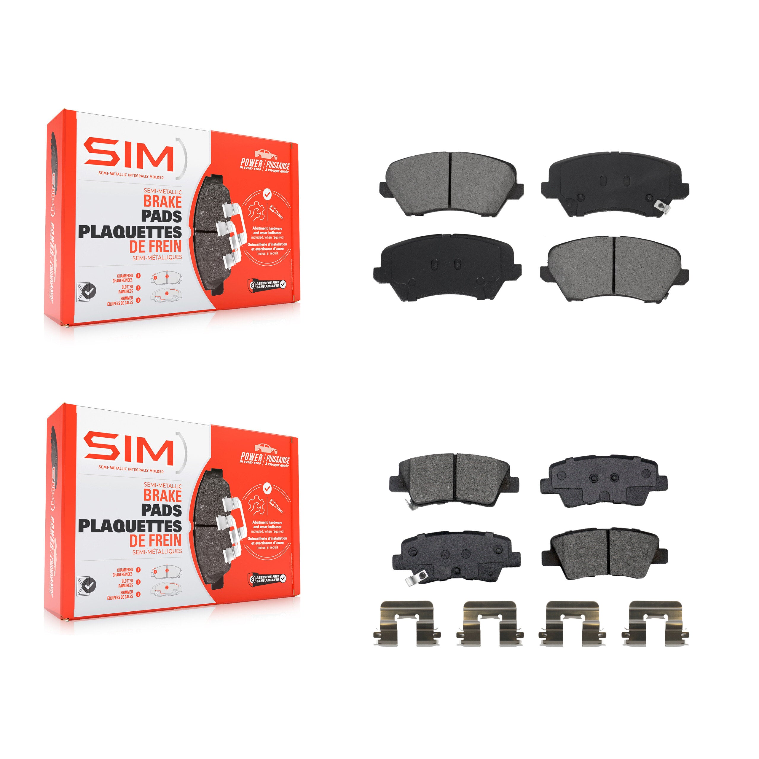 SIM KSM-100525 Disc Brake Pad for 2016-2021 Hyundai Veloster, Hyundai Elantra GT and More - Front and Rear