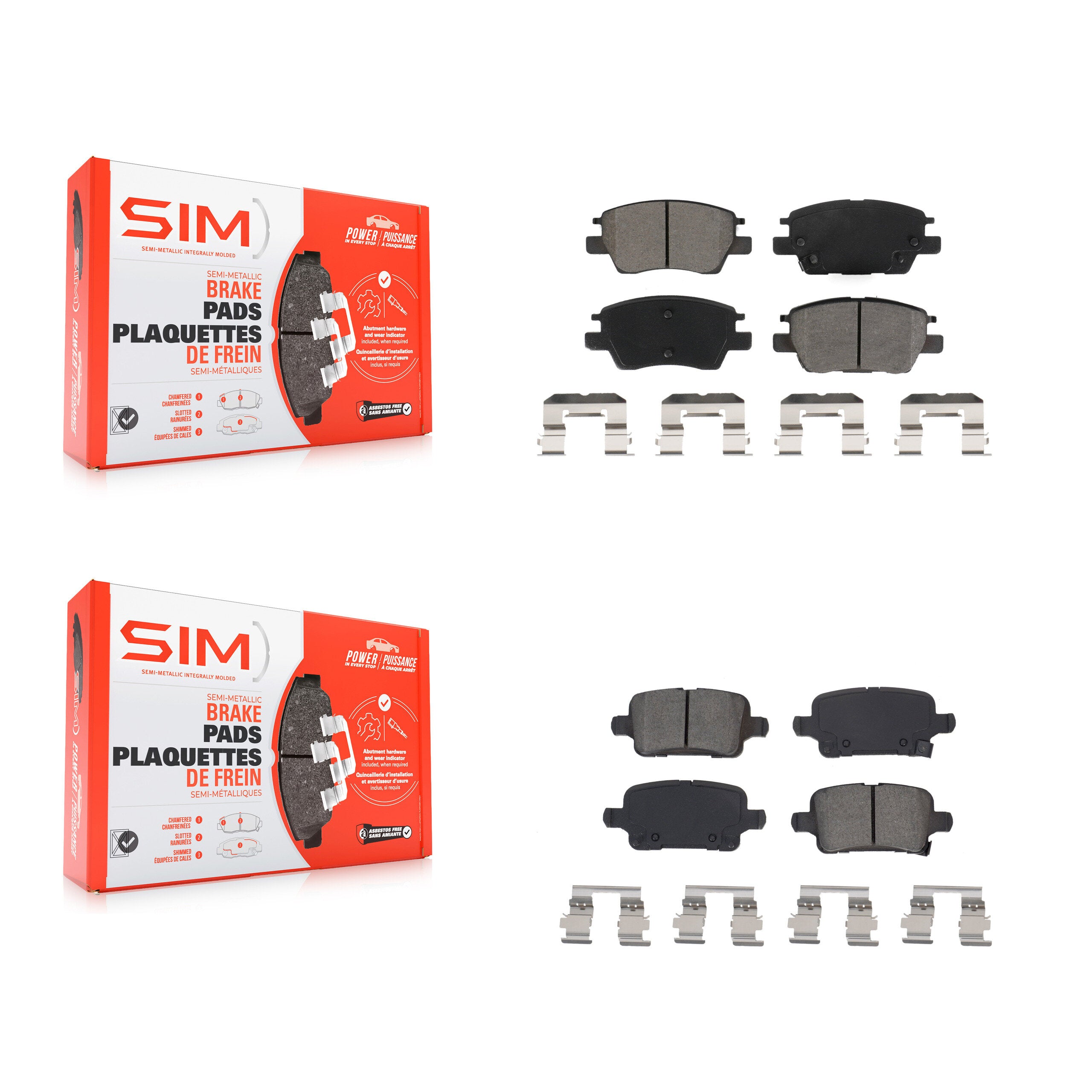 SIM KSM-100526 Disc Brake Pad for 2016-2023 Chevrolet Bolt EUV, Chevrolet Bolt EV and More - Front and Rear