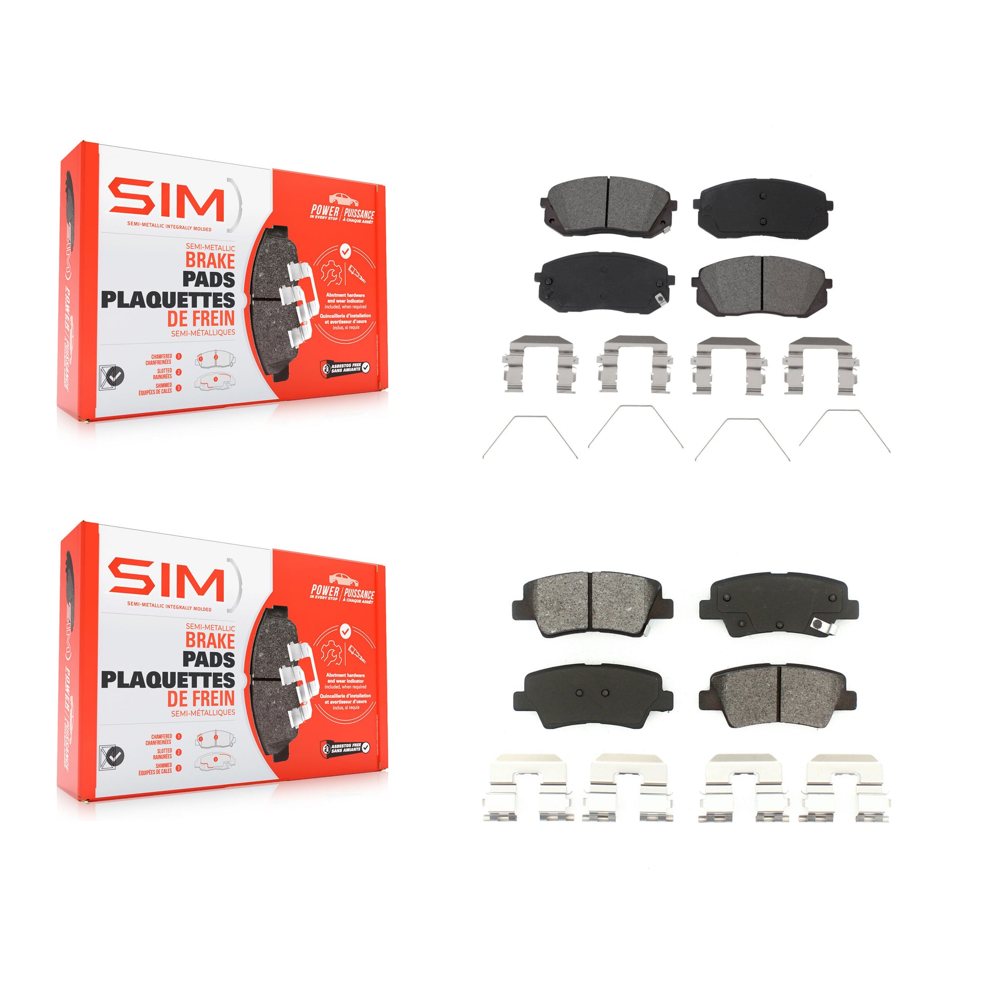 SIM KSM-100527 Disc Brake Pad for 2016 Hyundai Sonata - Front and Rear