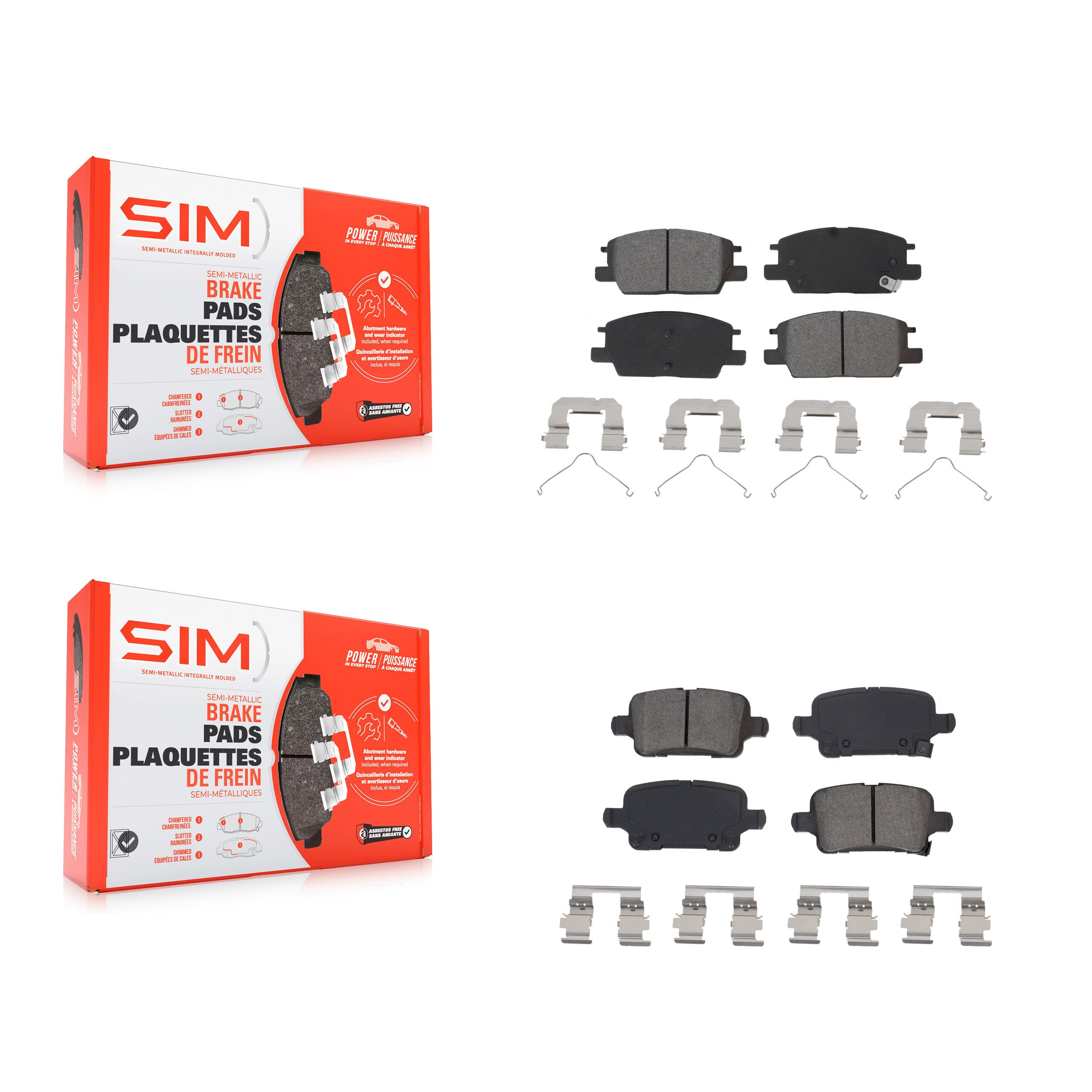 SIM KSM-100531 Disc Brake Pad for 2016-2020 Buick Regal Sportback, Chevrolet Equinox and More - Front and Rear