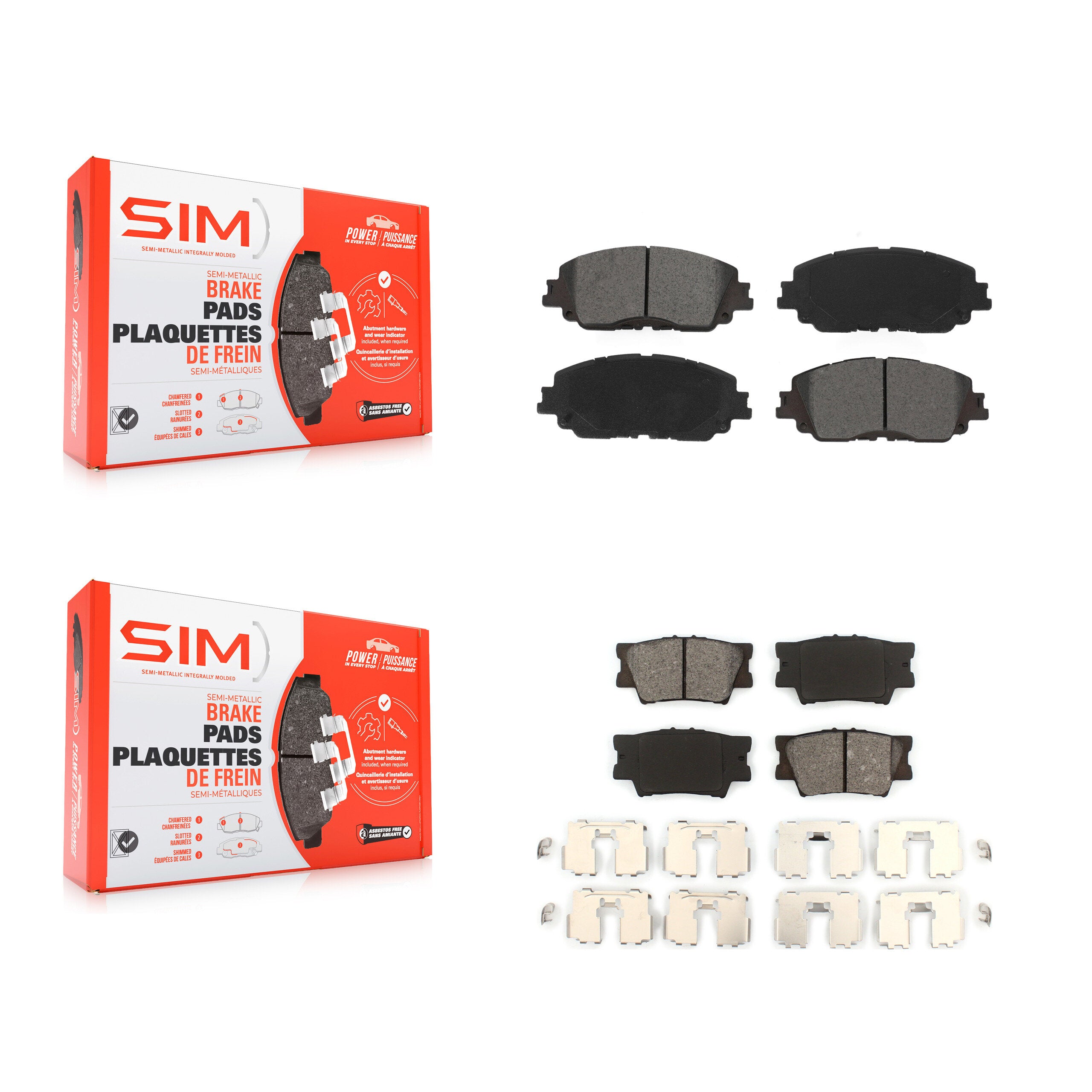 SIM KSM-100533 Disc Brake Pad for 2018-2024 Toyota Camry - Front and Rear