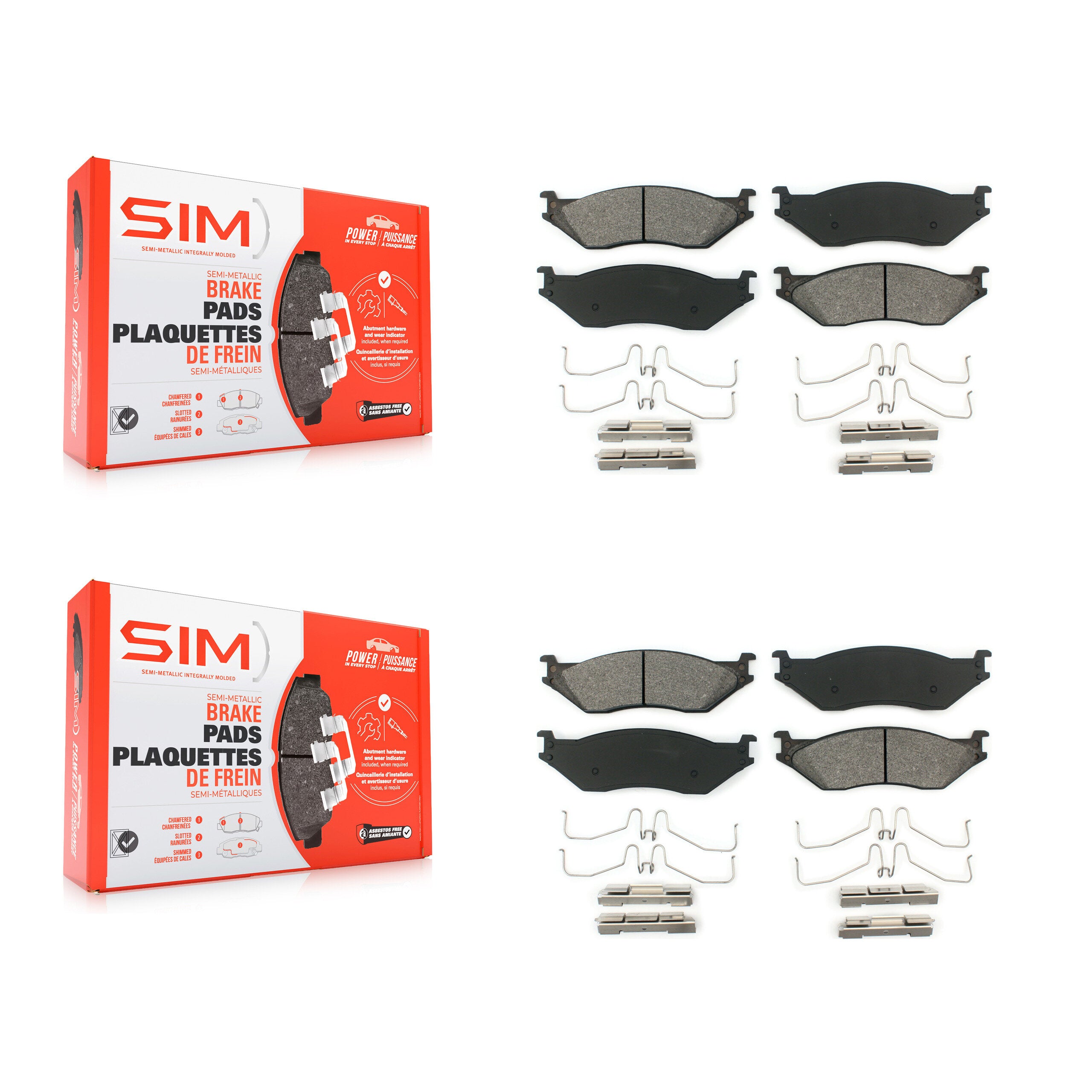 SIM KSM-100545 Disc Brake Pad for 1999-2021 Ford F-53 Motorhome Chassis, Ford F-59 Commercial Stripped Chassis and More - Front and Rear